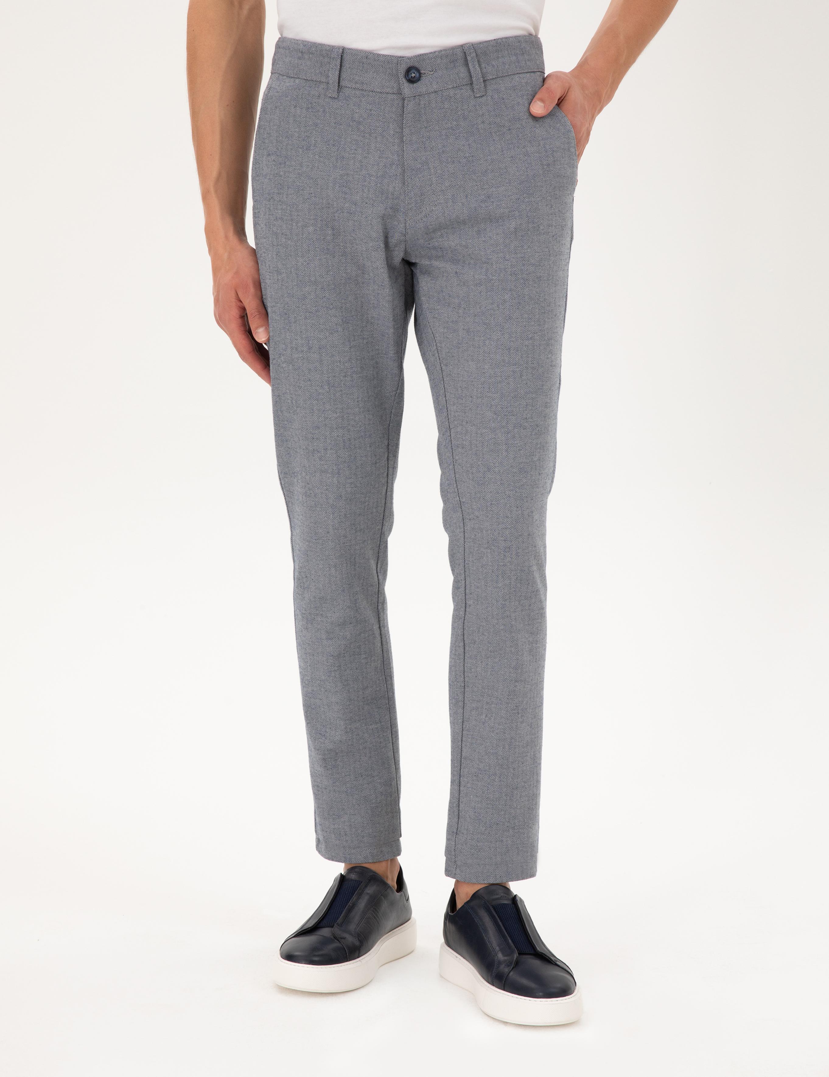 Açık Lacivert Slim Fit Kanvas Pantolon