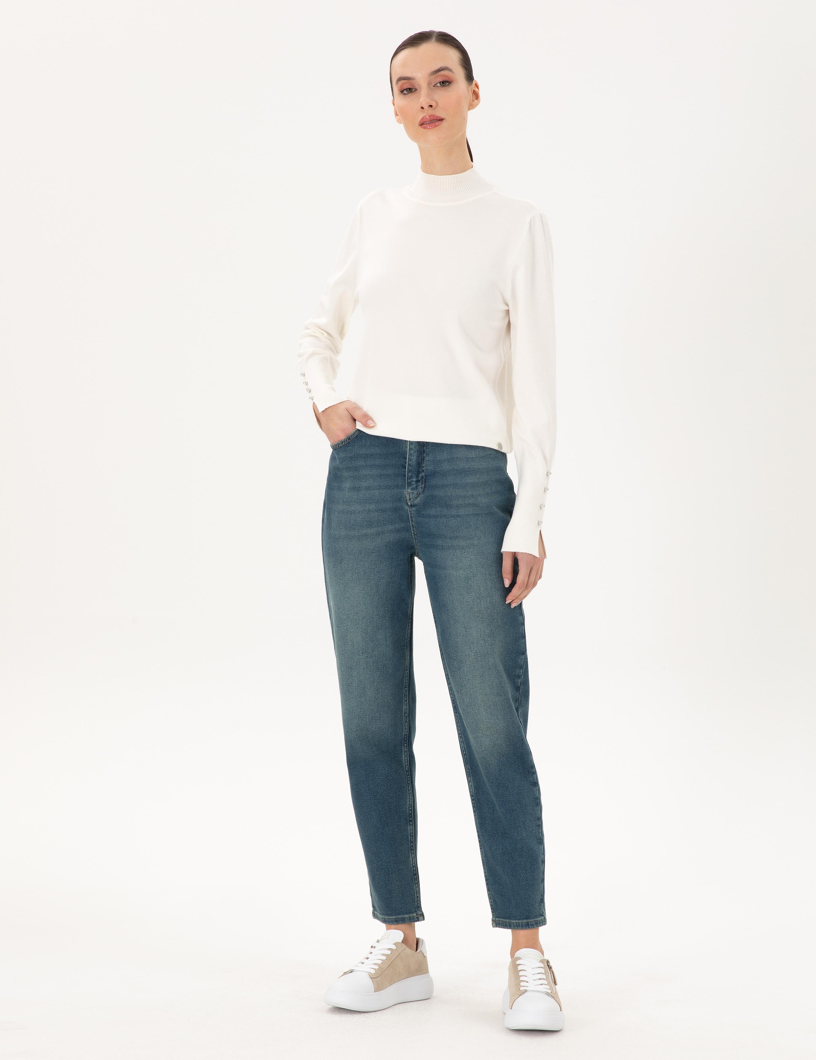 Açık Mavi Mom High Waist Fit Jean Pantolon