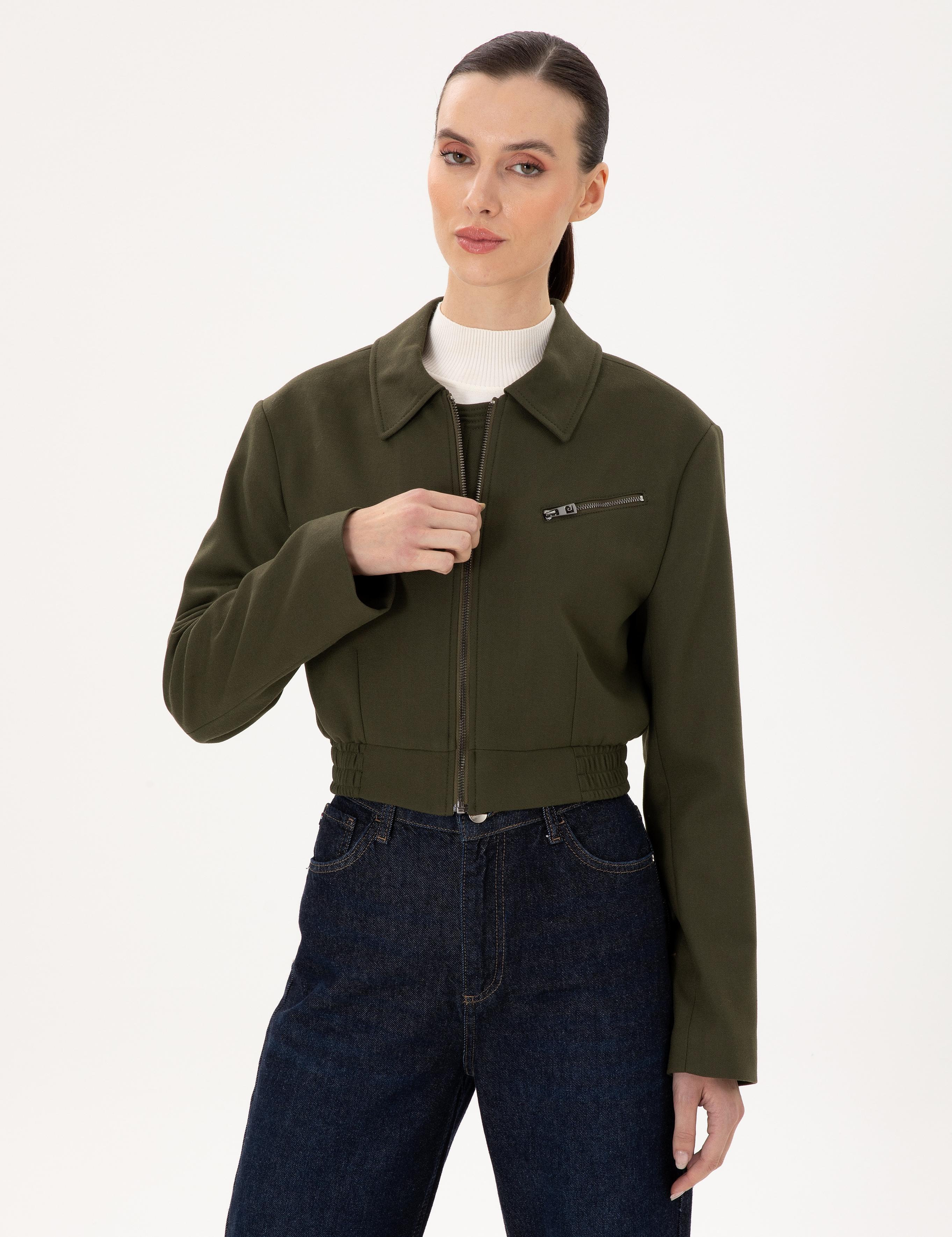 Haki Crop Top Ceket