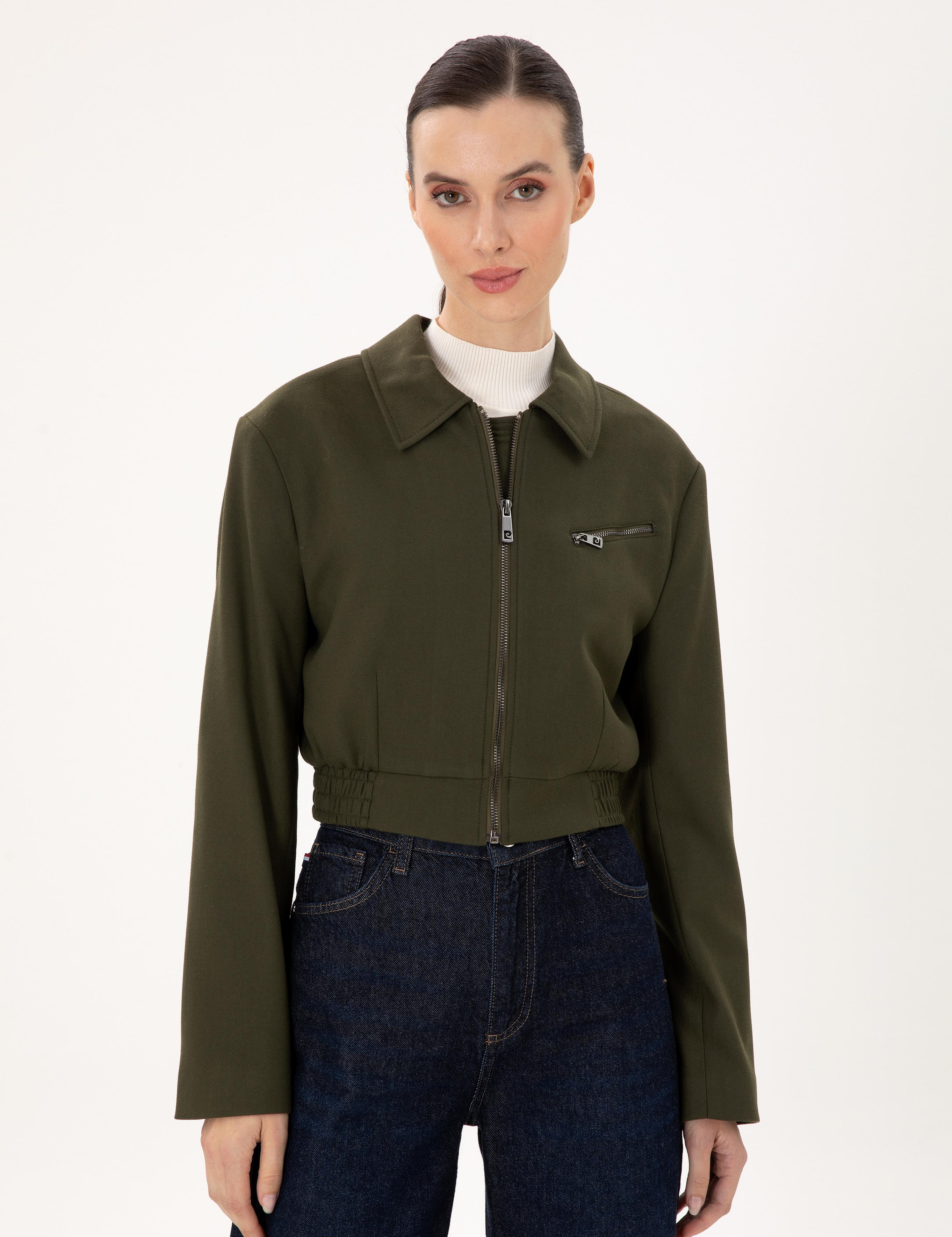 Haki Crop Top Ceket
