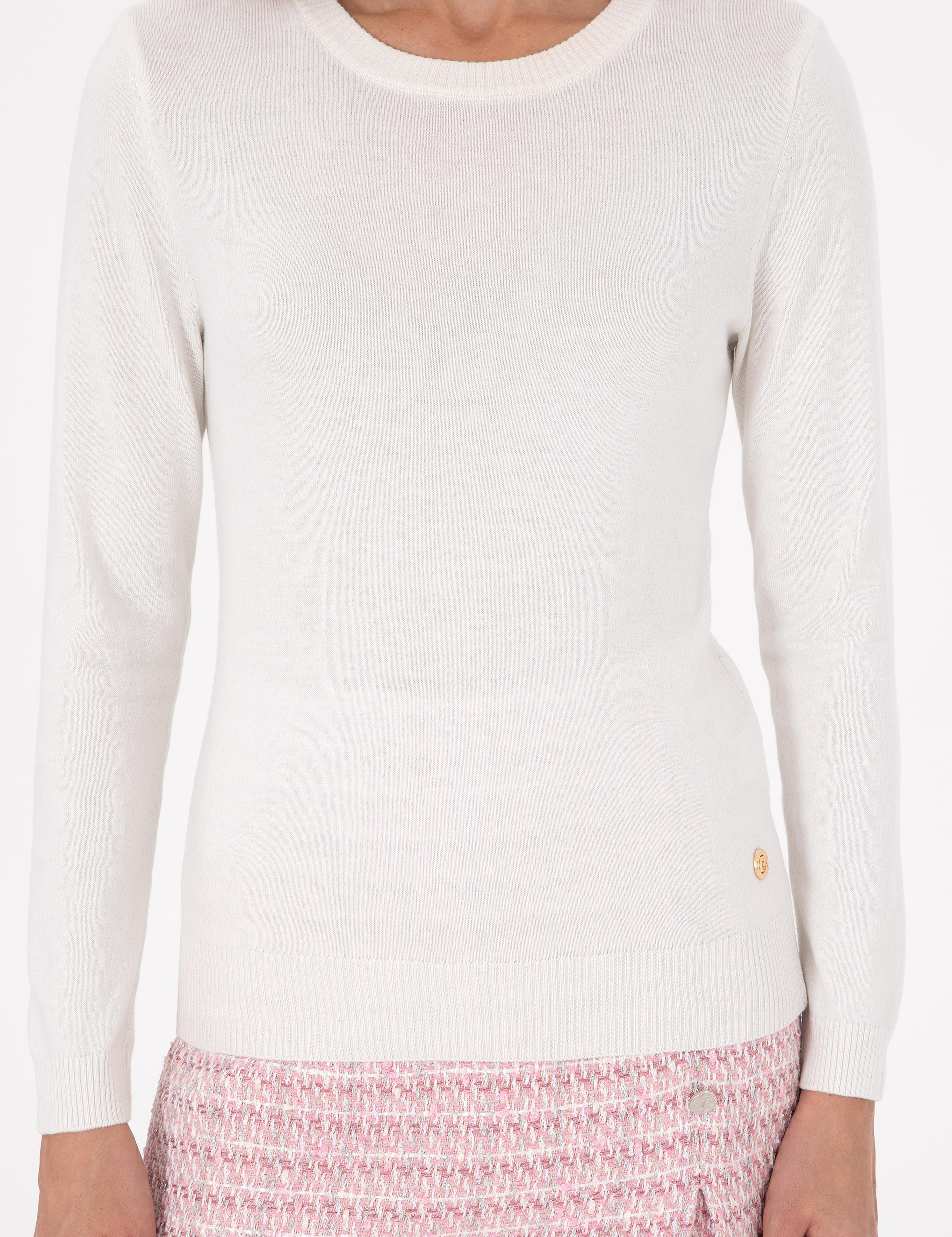 Ekru Slim Fit Basic Kazak