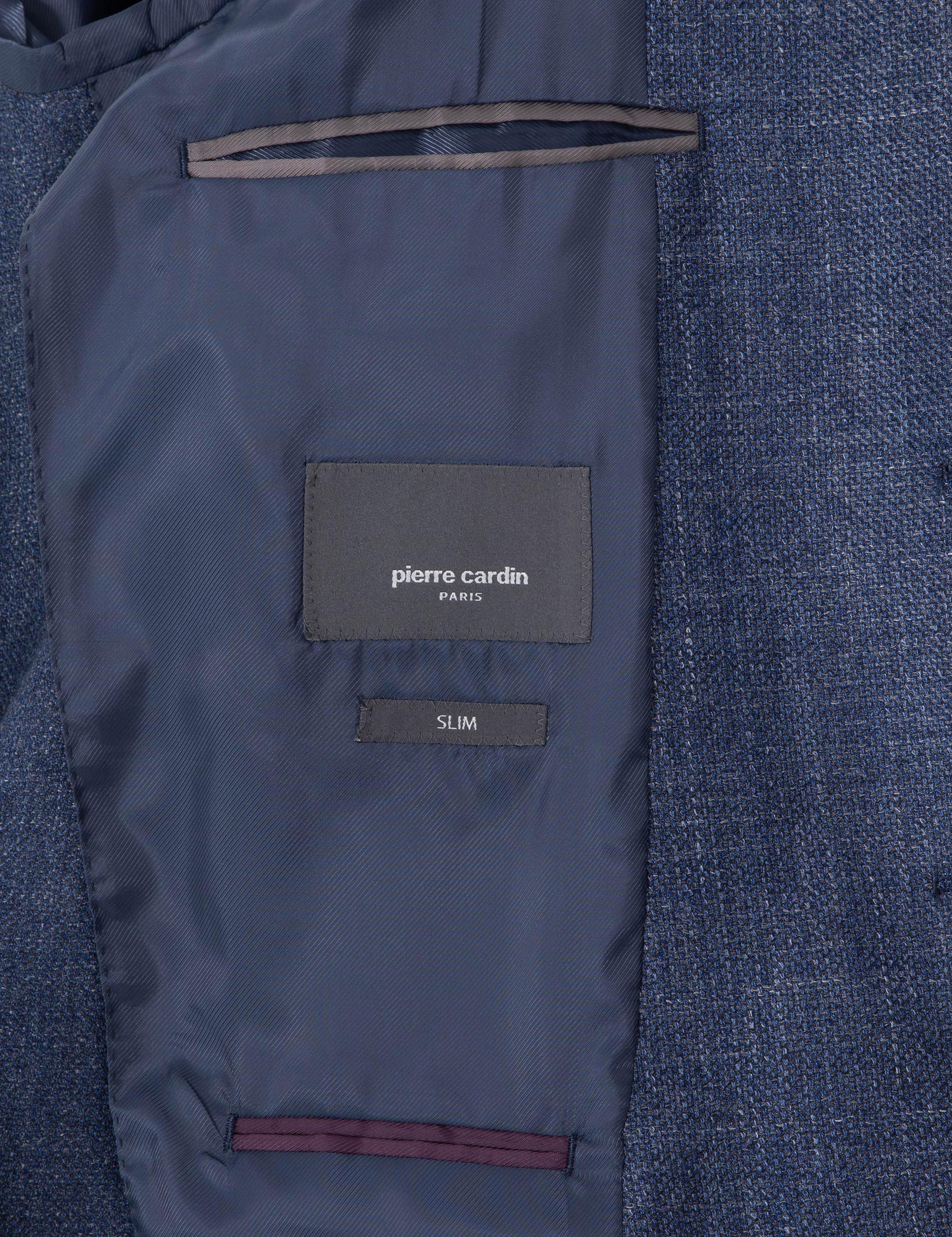 Koyu Mavi Slim Fit Yünlü Ceket