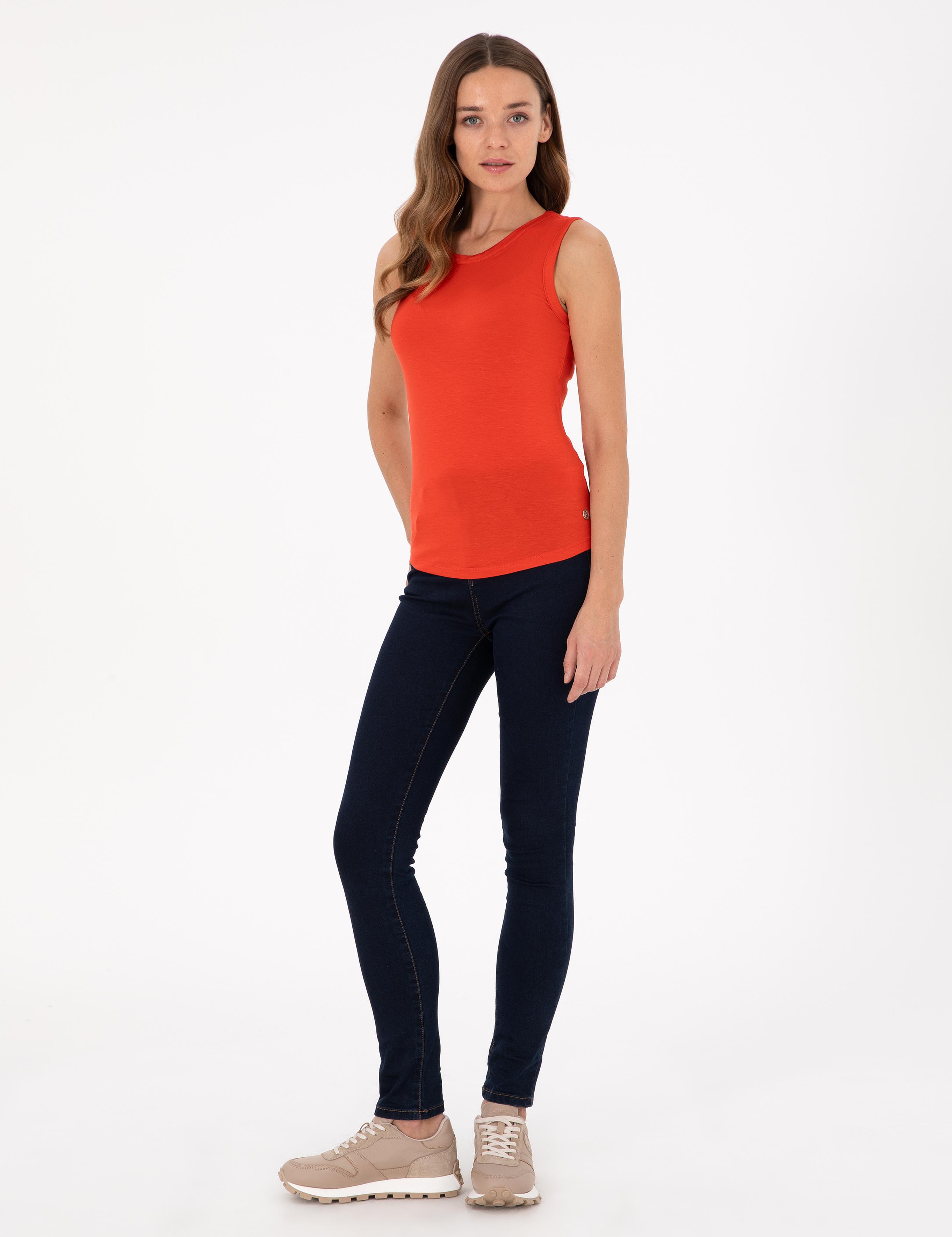 Nar Çiçeği Slim Fit Örme Bluz