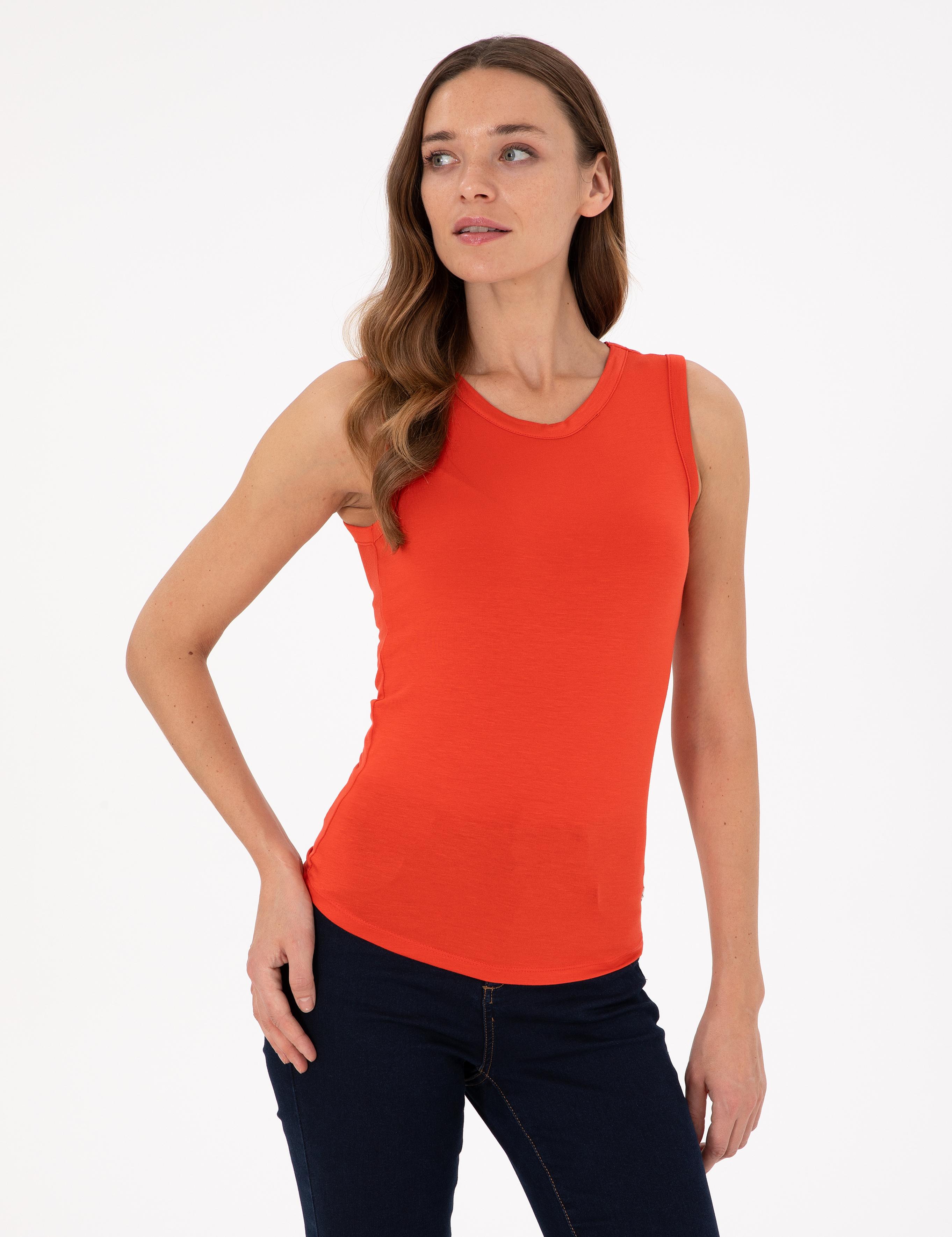 Nar Çiçeği Slim Fit Örme Bluz