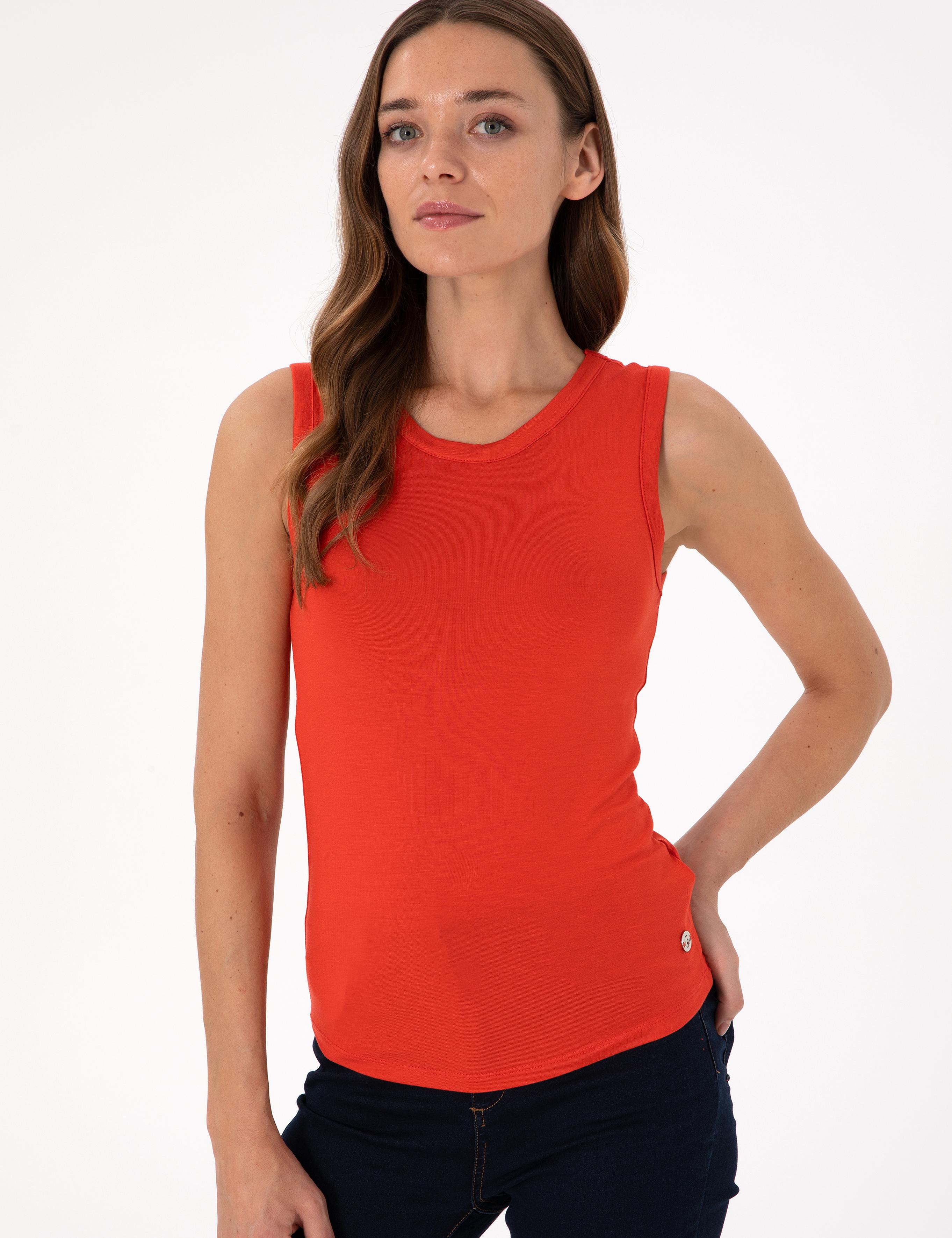 Nar Çiçeği Slim Fit Örme Bluz