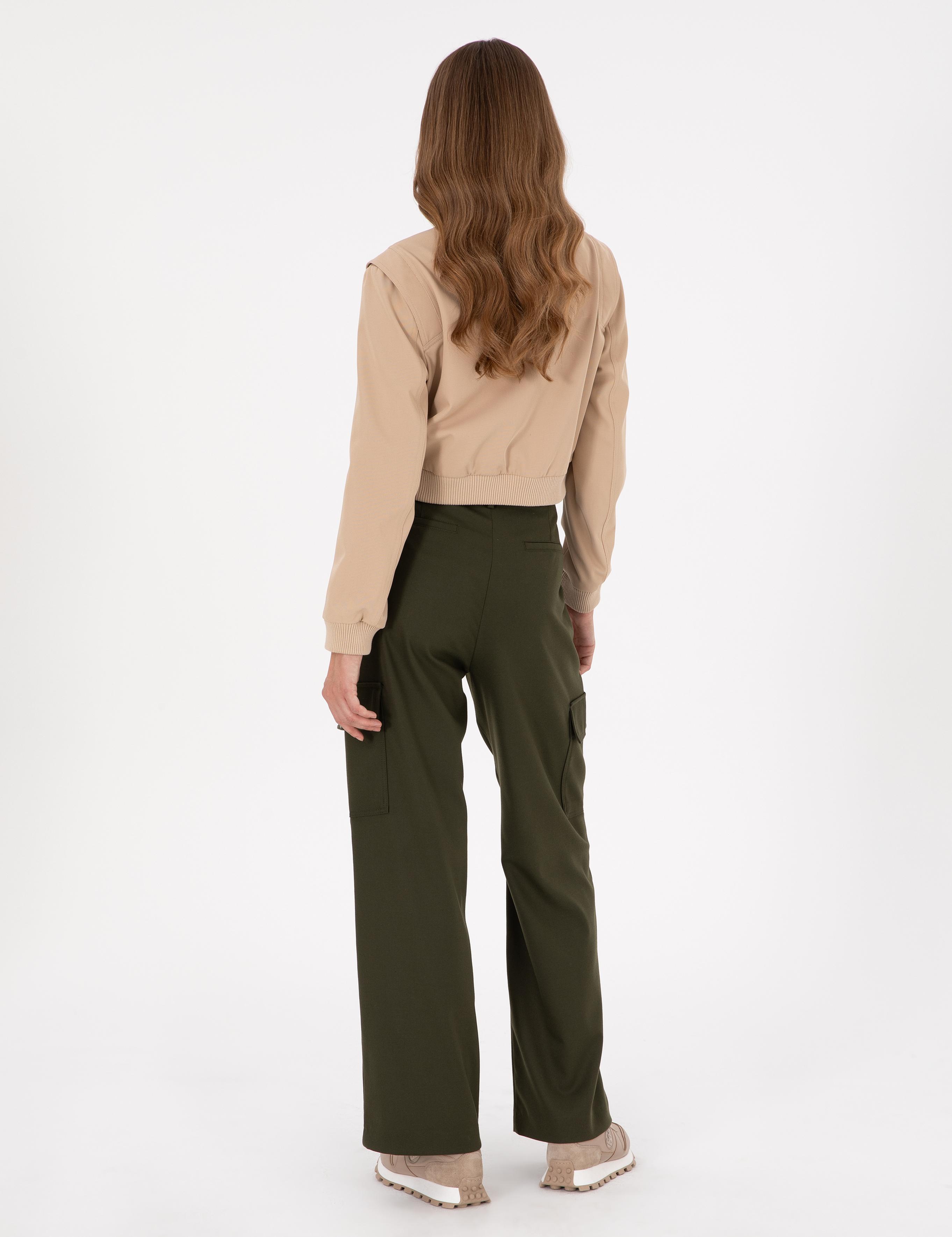 Haki Flare Fit Kumaş Pantolon