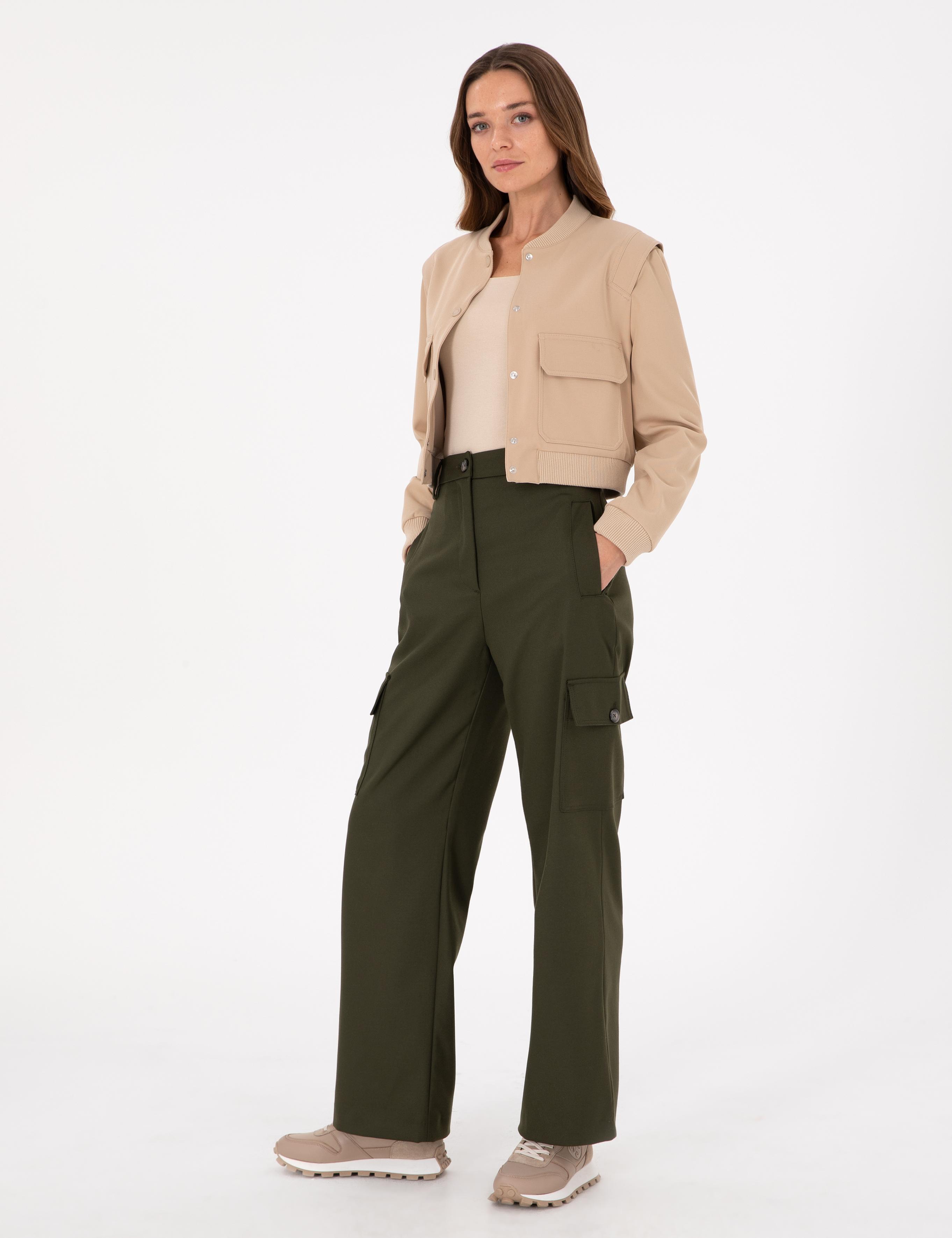 Haki Flare Fit Kumaş Pantolon