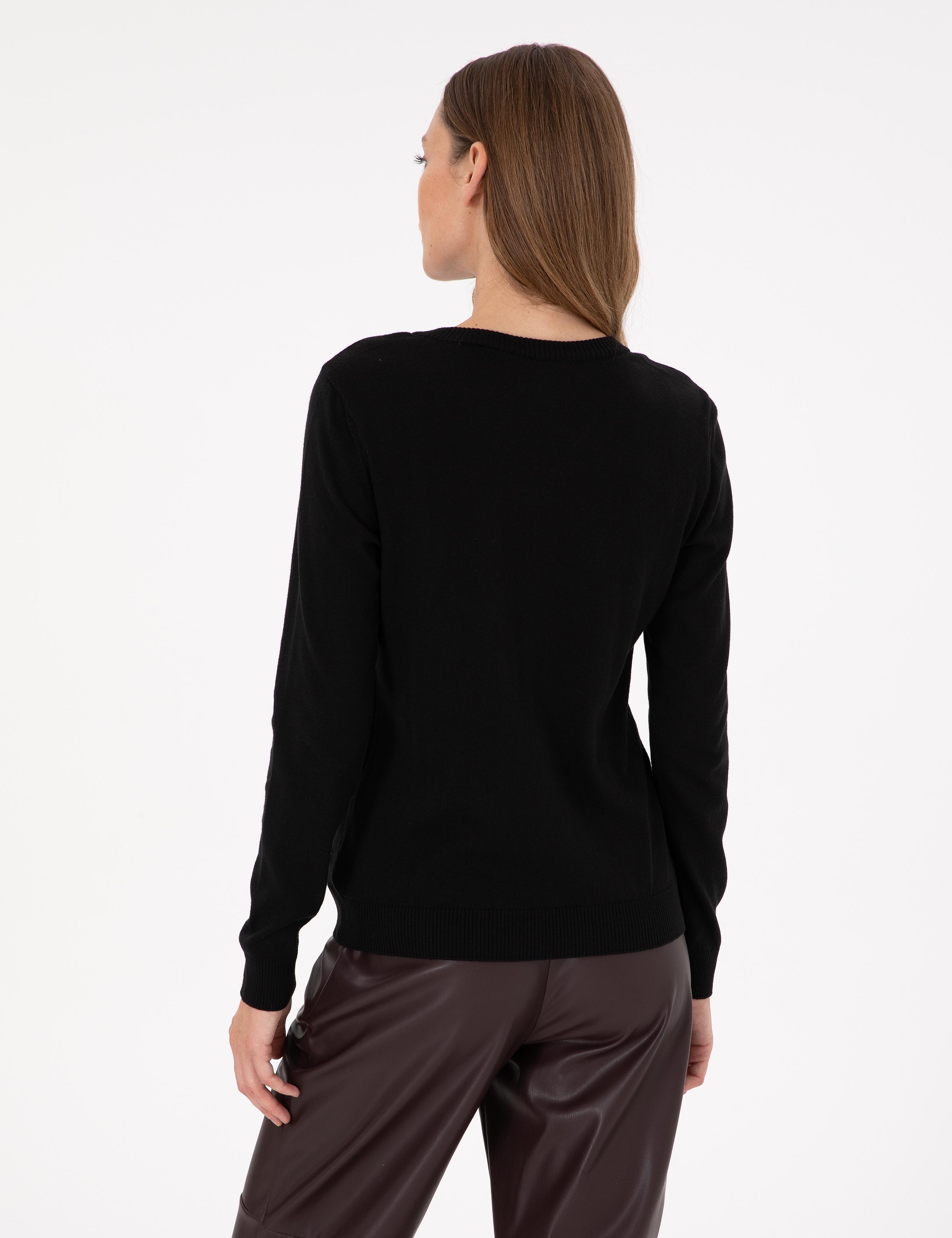 Siyah Slim Fit Basic Kazak