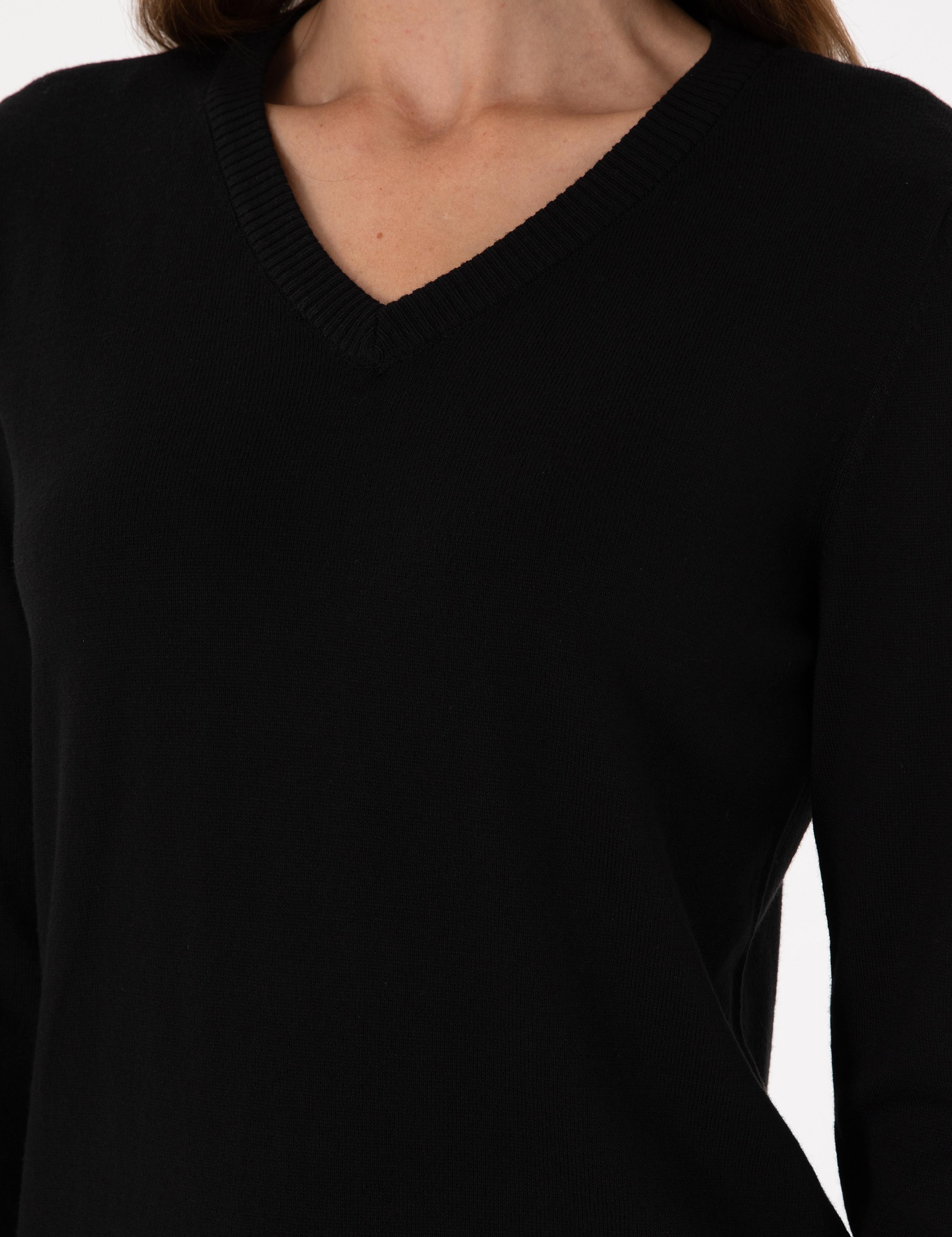 Siyah Slim Fit Basic Kazak
