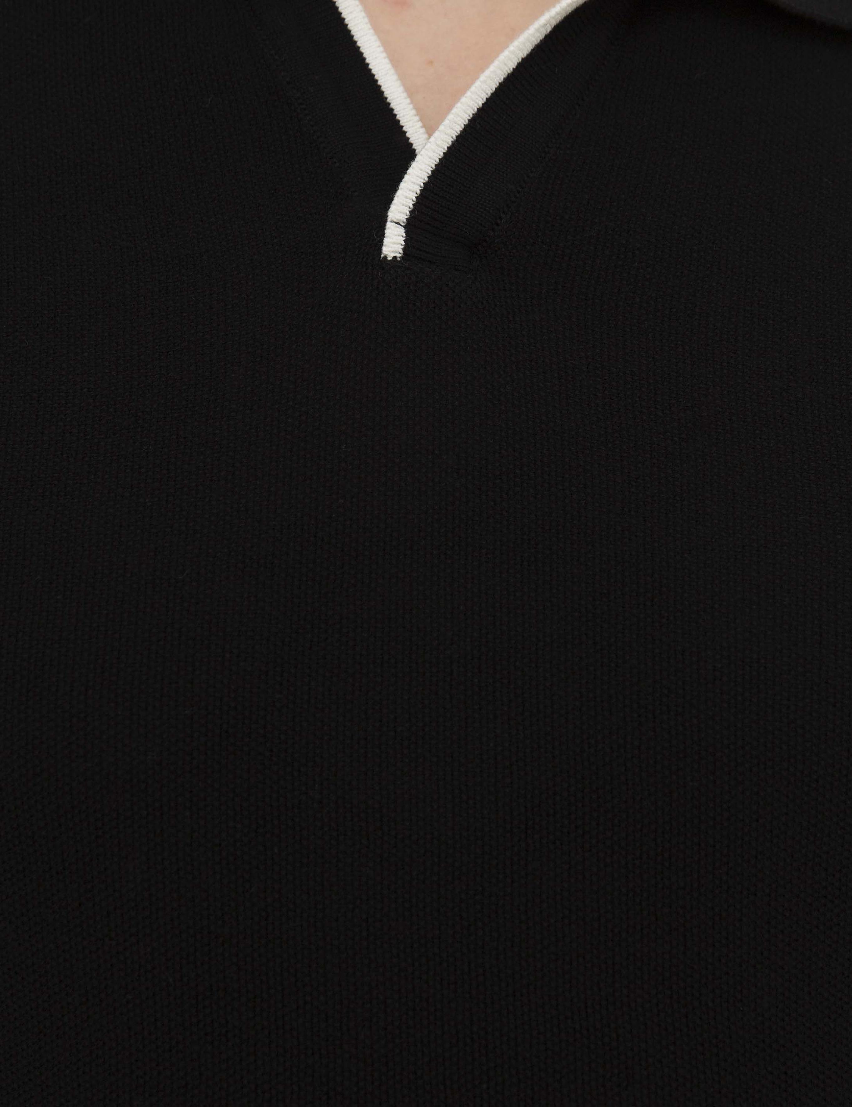 Siyah Slim Fit Polo Yaka Triko Kazak