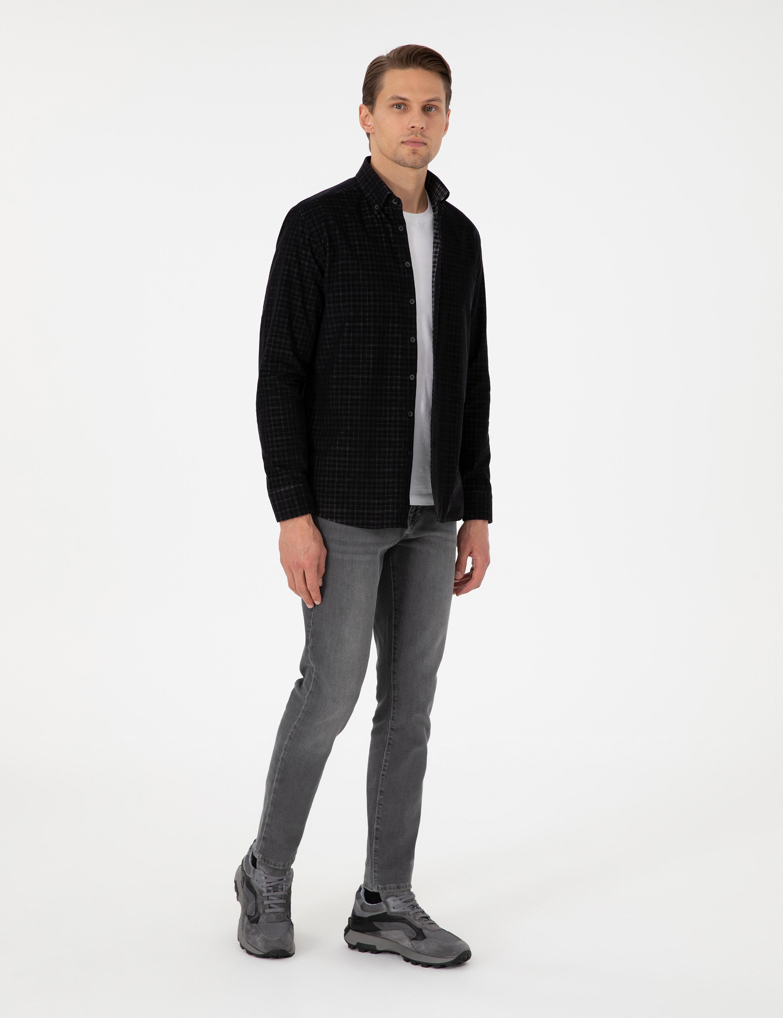 Siyah Regular Fit Uzun Kollu Gömlek
