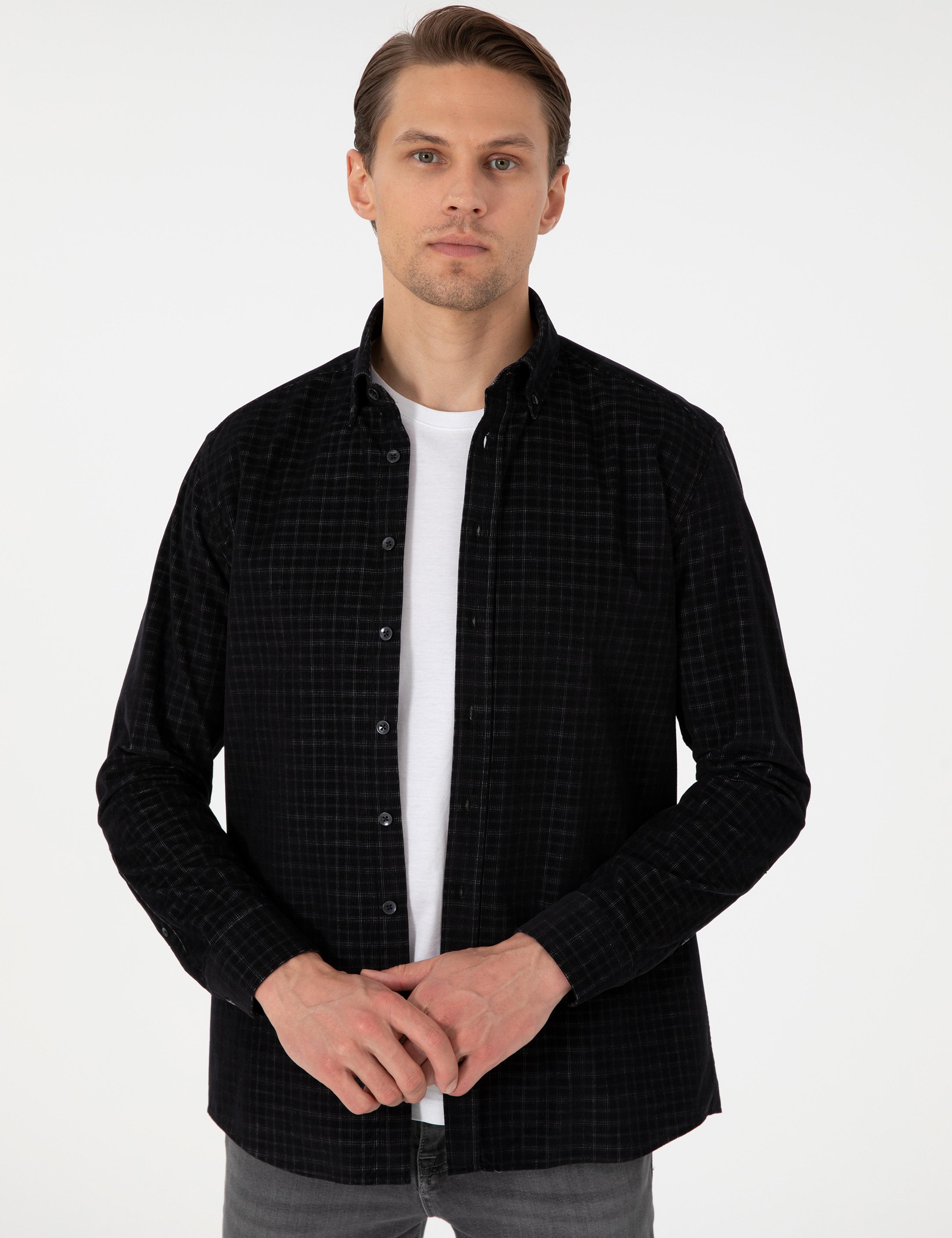 Siyah Regular Fit Uzun Kollu Gömlek