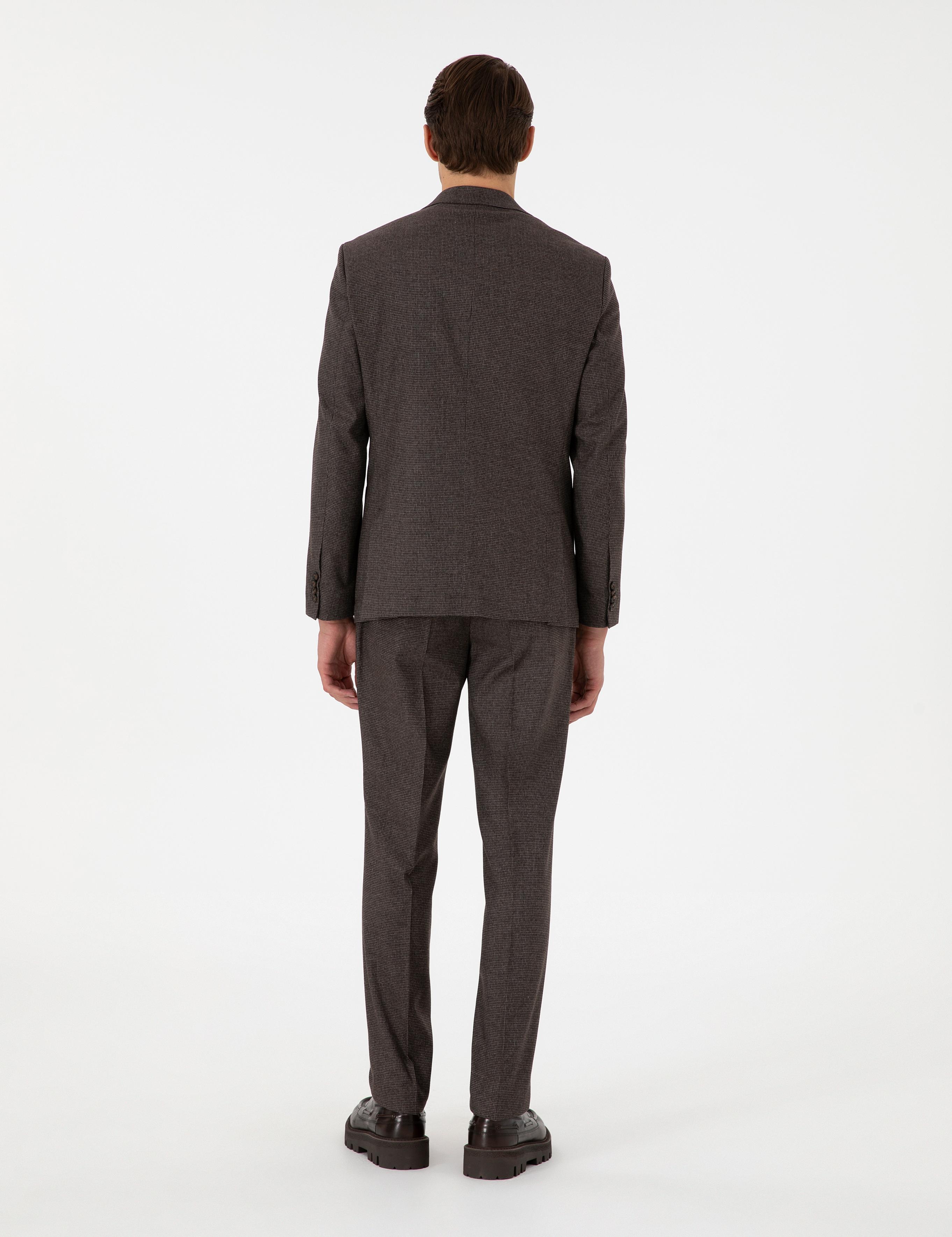 Kahverengi Slim Fit Takım Elbise