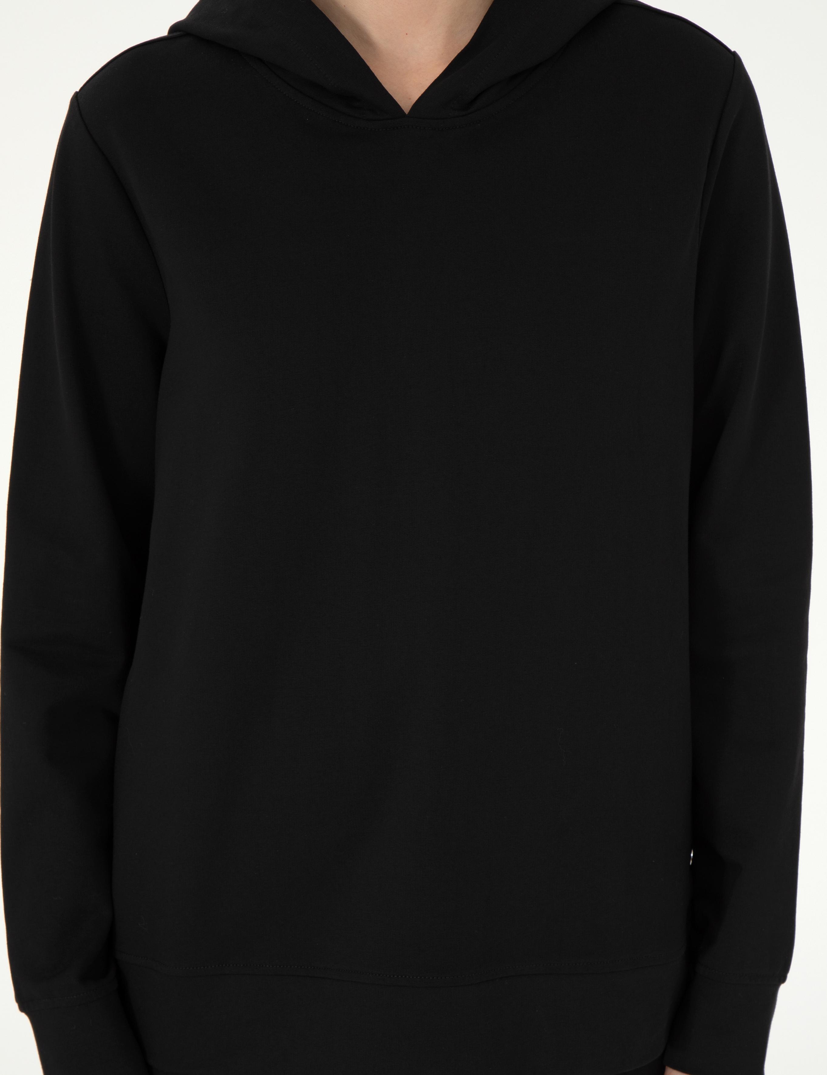 Siyah Oversize Kapüşonlu Sweatshirt