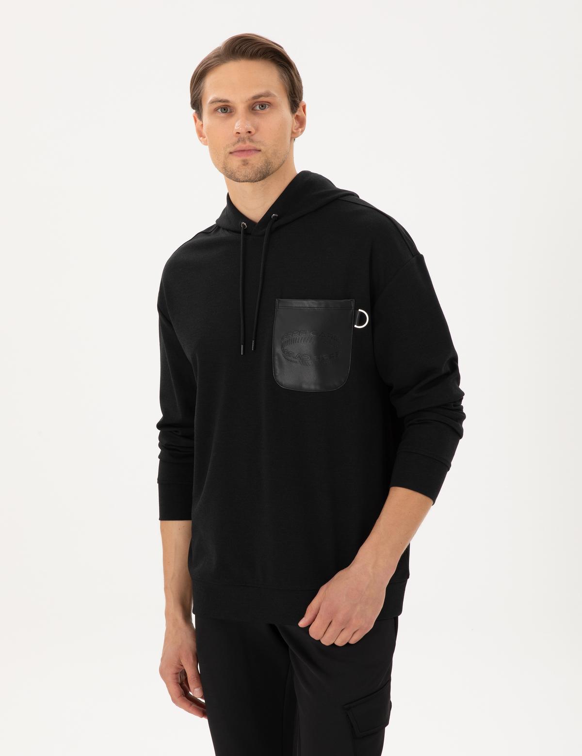 Siyah Comfort Fit Sweatshirt