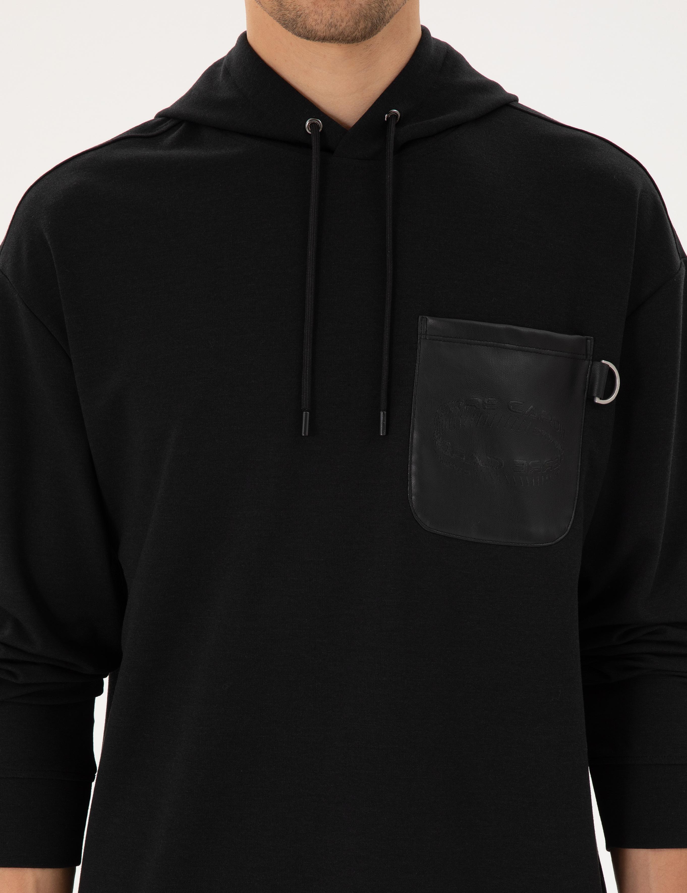 Siyah Comfort Fit Sweatshirt