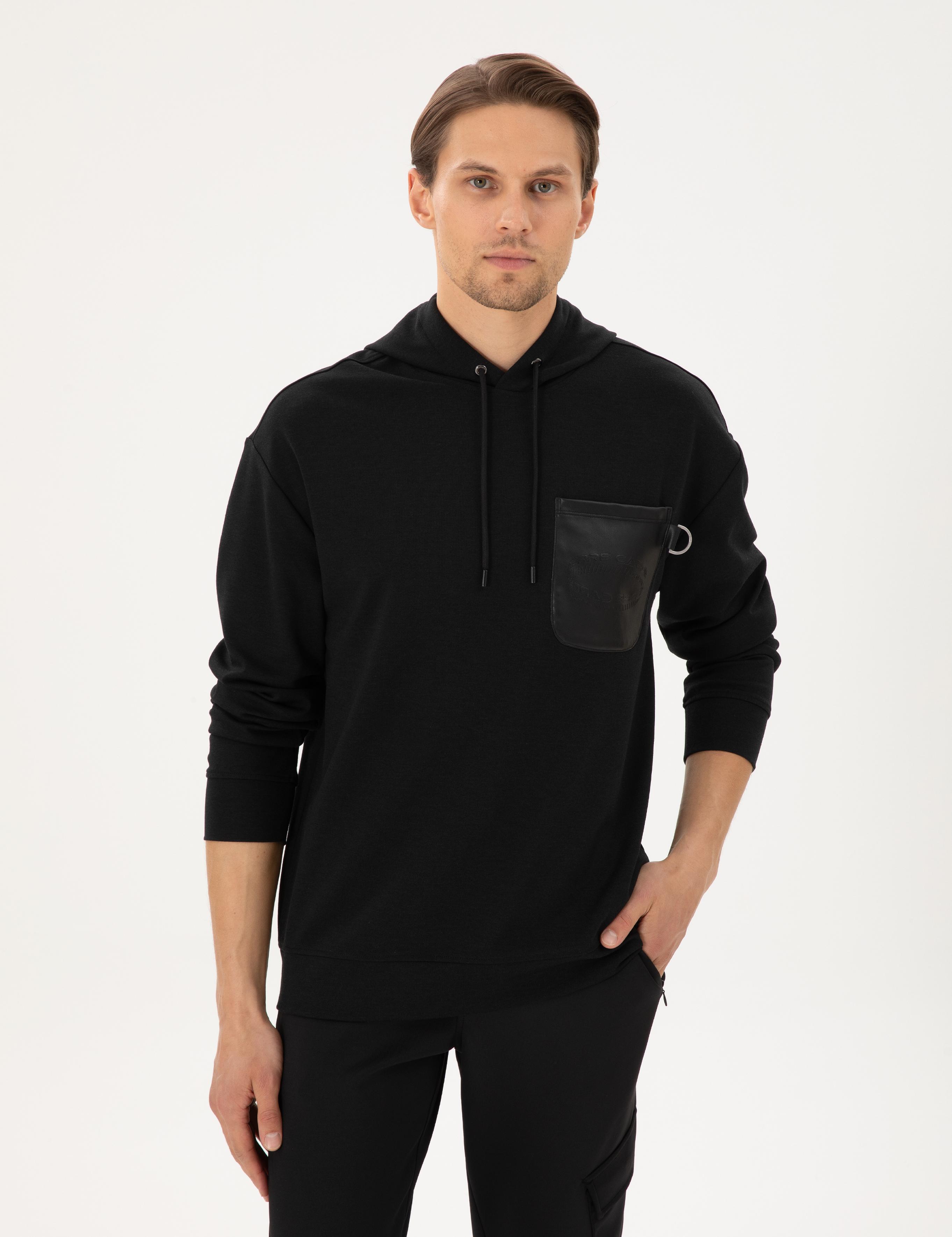 Siyah Comfort Fit Sweatshirt
