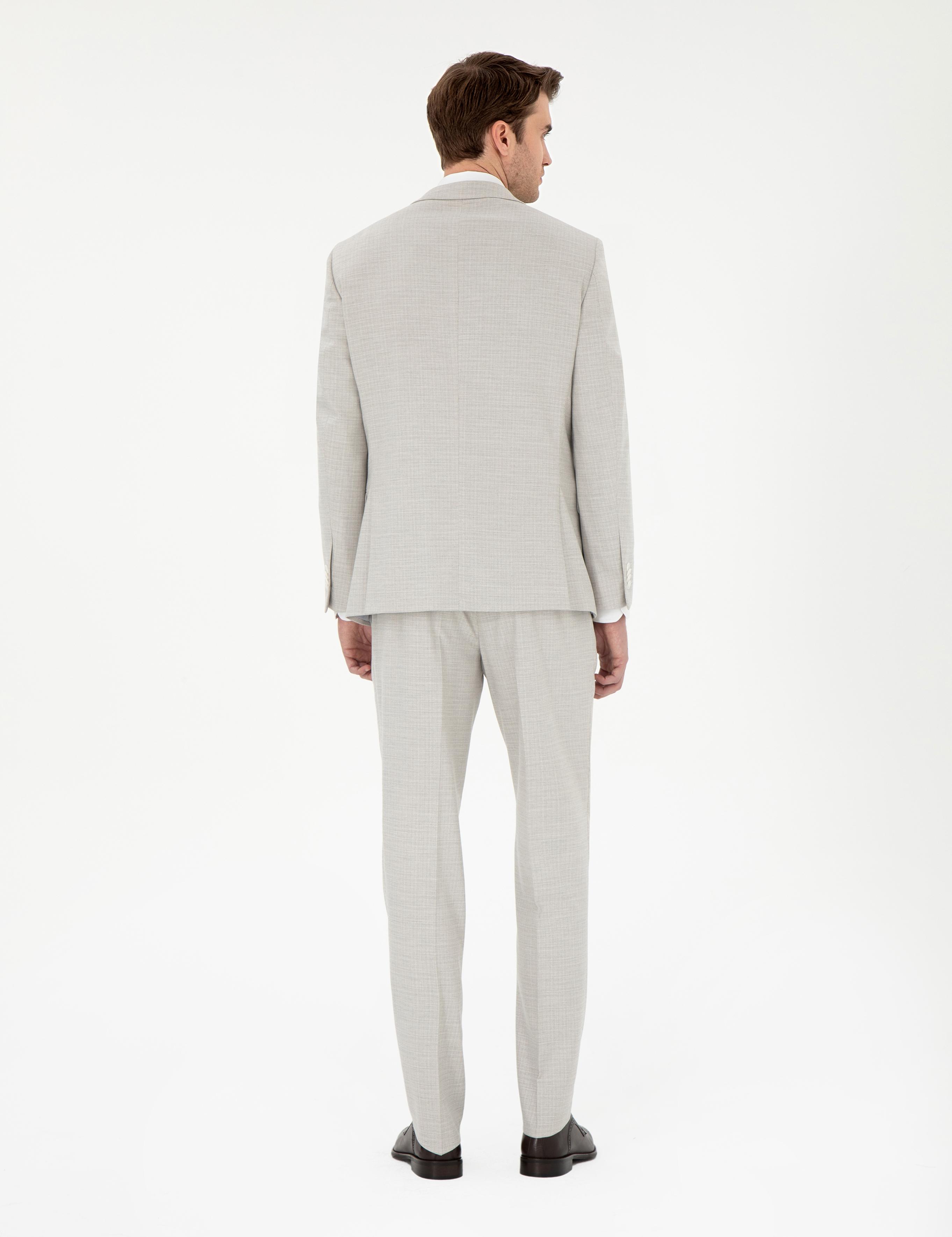 Bej Ex. Slim Fit Yelekli Takım Elbise