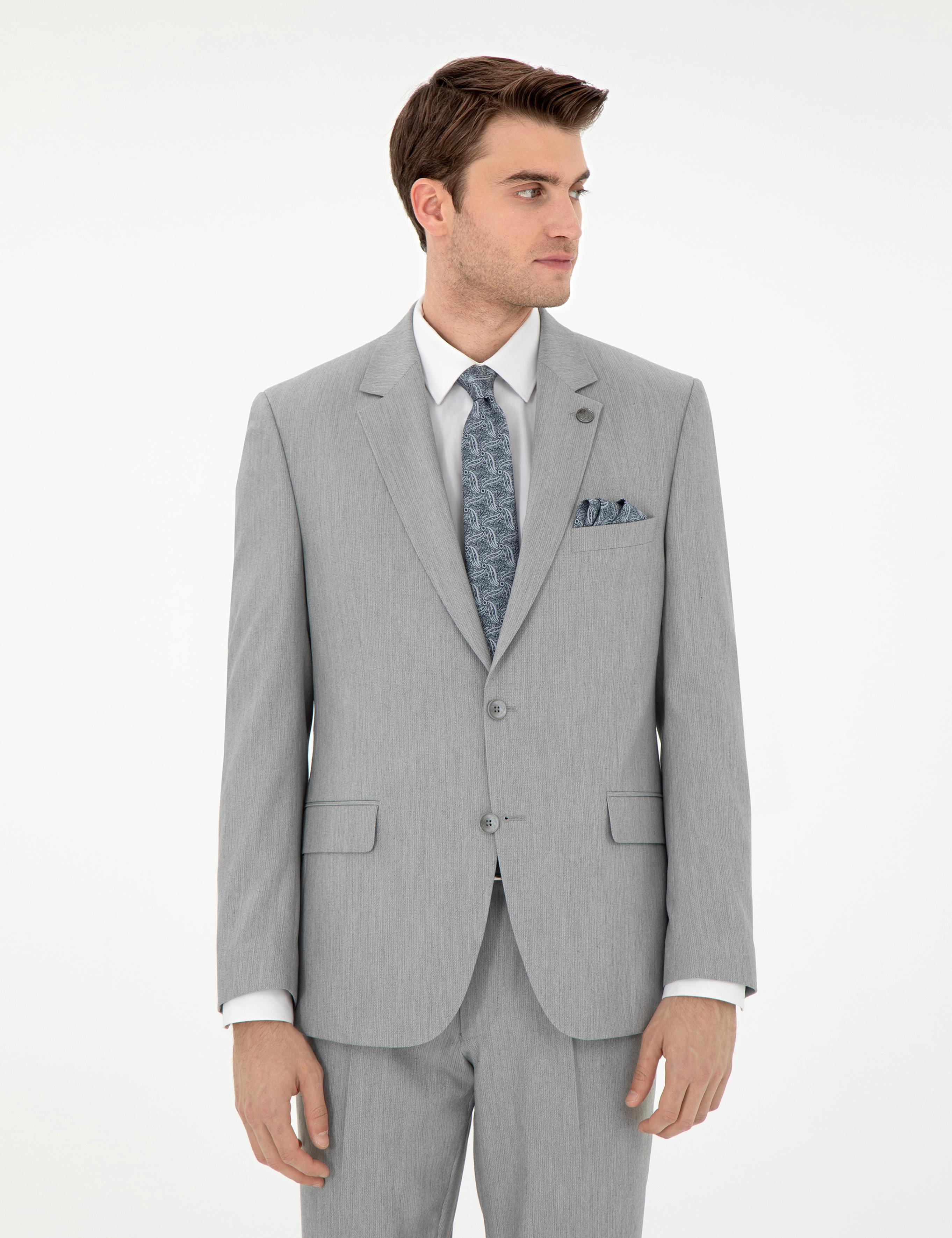 Gri Slim Fit Takım Elbise