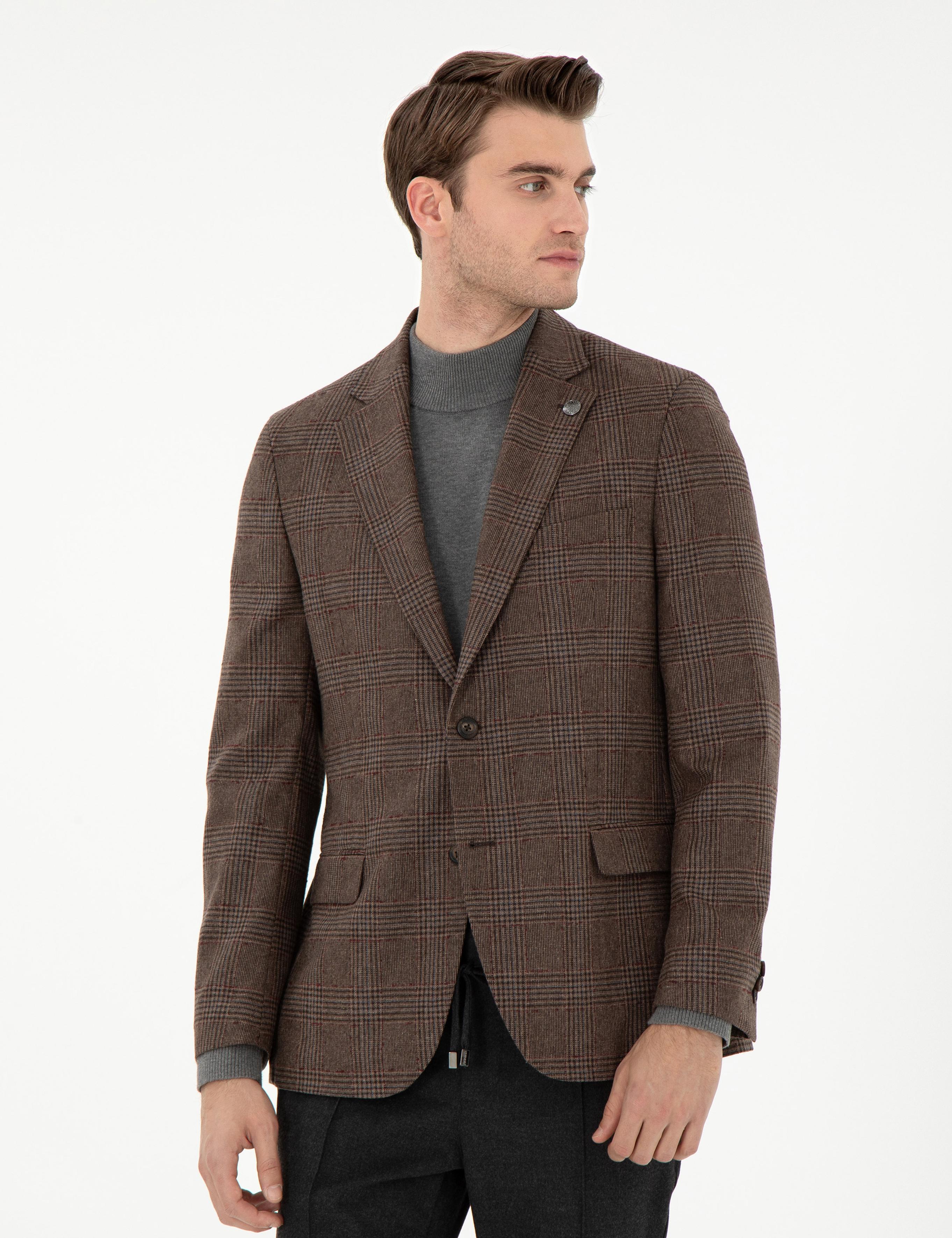 Kahverengi Slim Fit Ceket