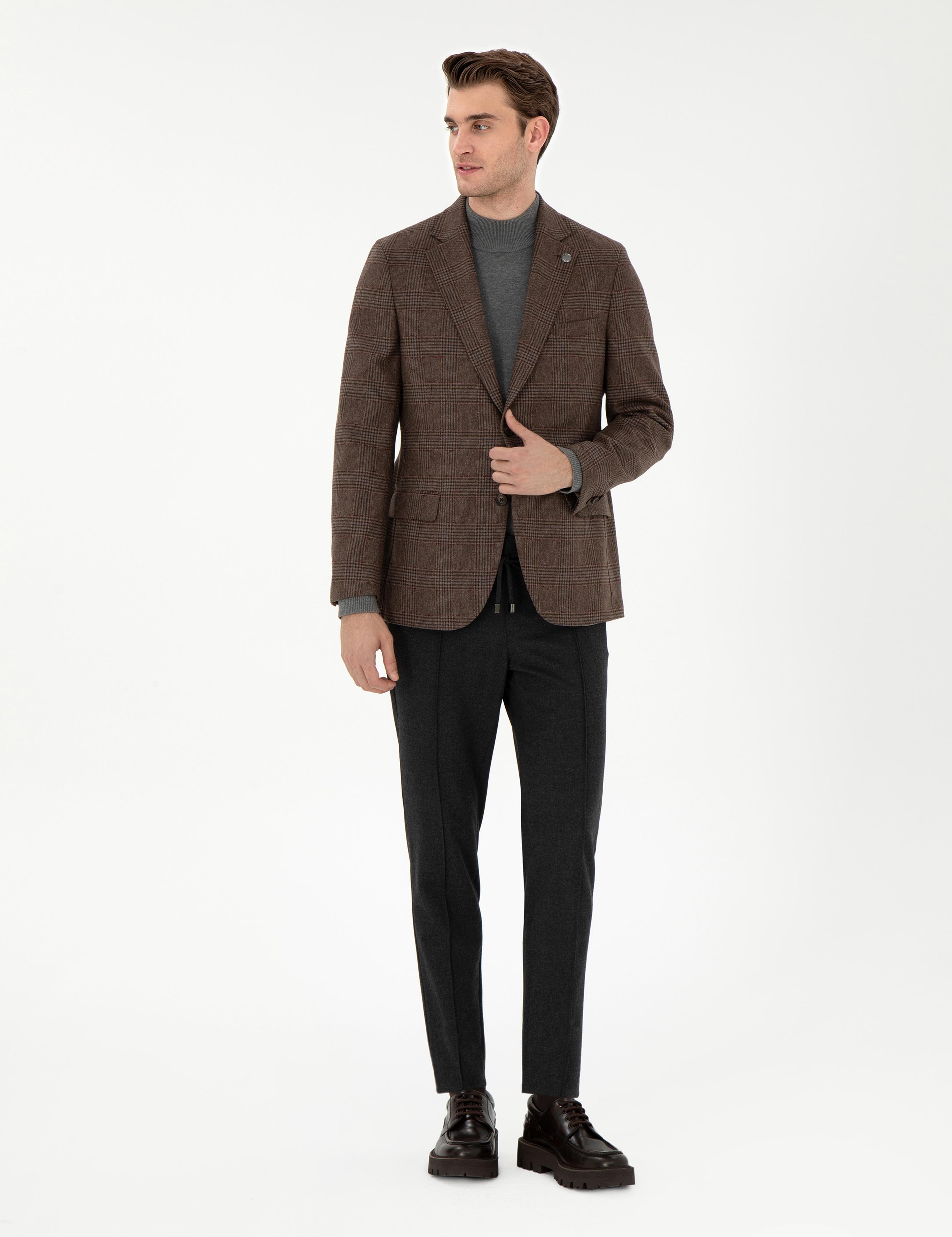 Kahverengi Slim Fit Ceket