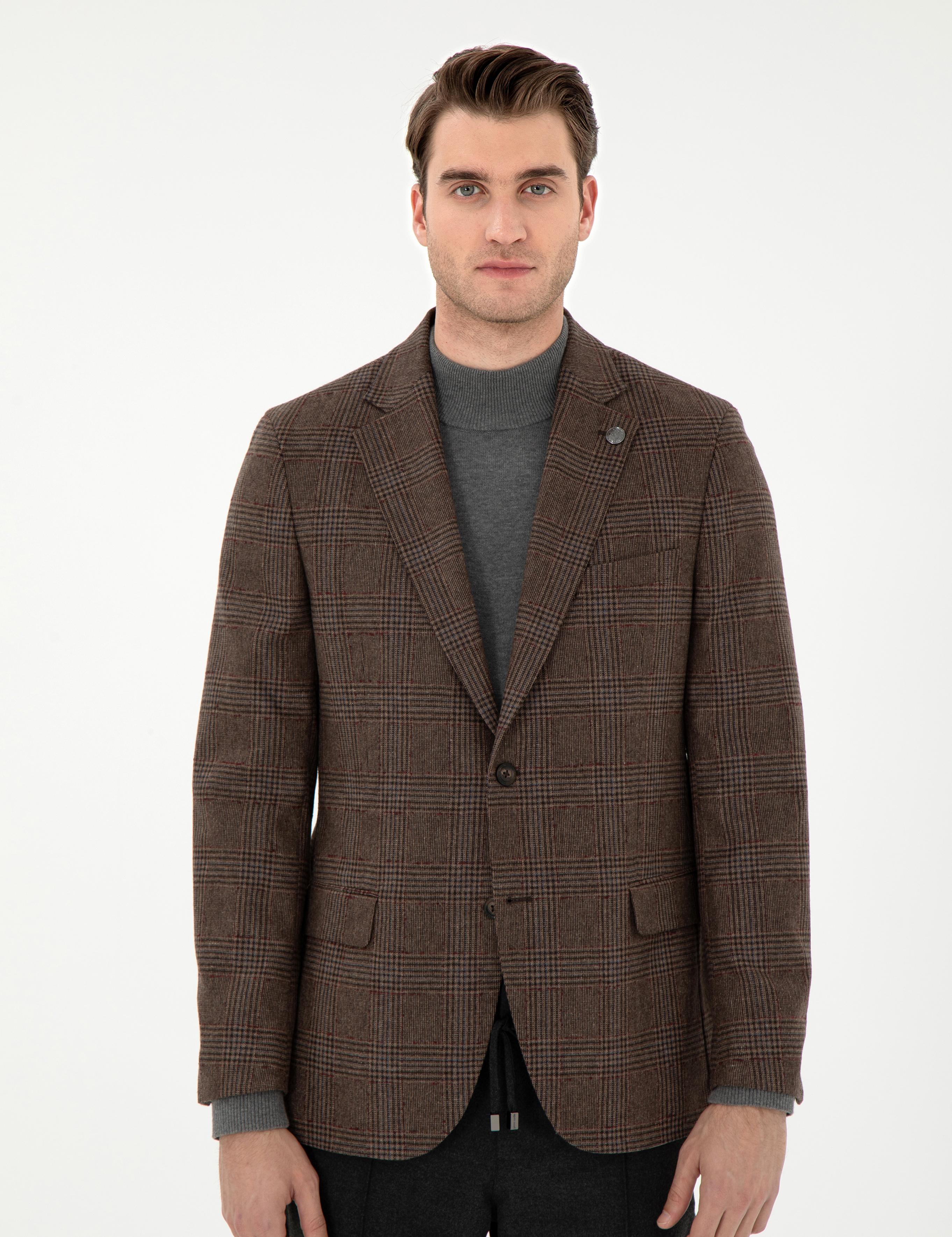 Kahverengi Slim Fit Ceket