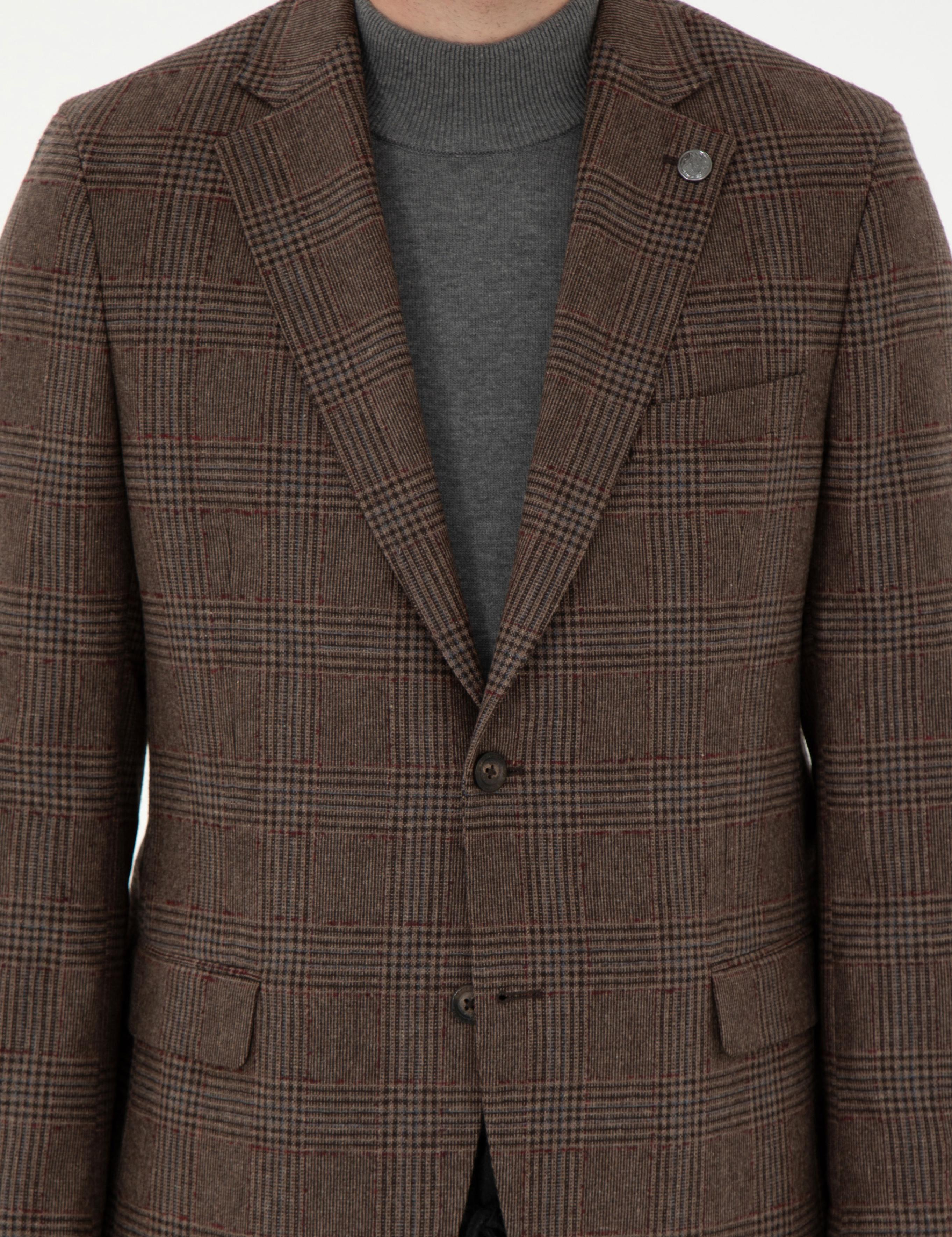 Kahverengi Slim Fit Ceket