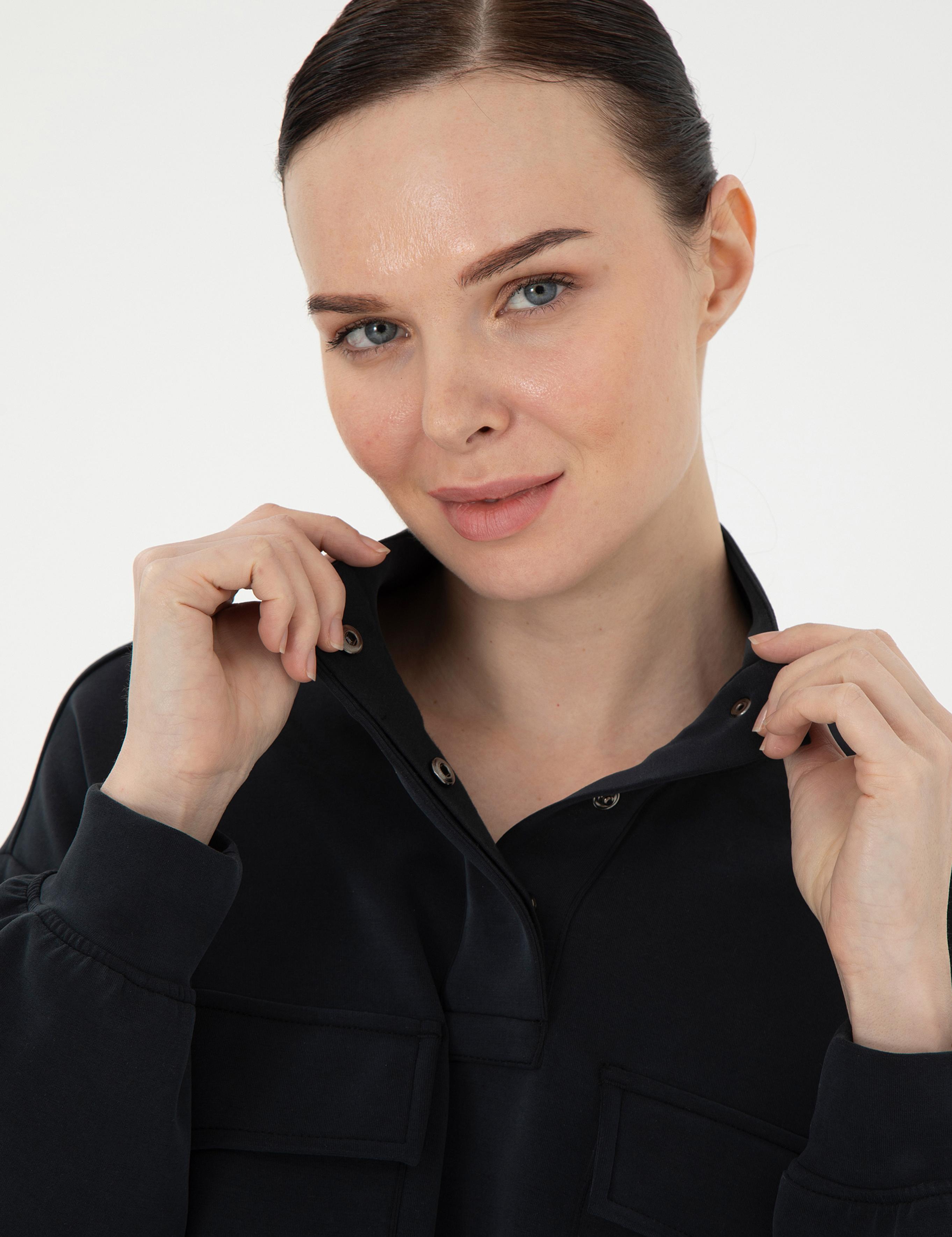 Siyah Comfort Fit Sweatshirt