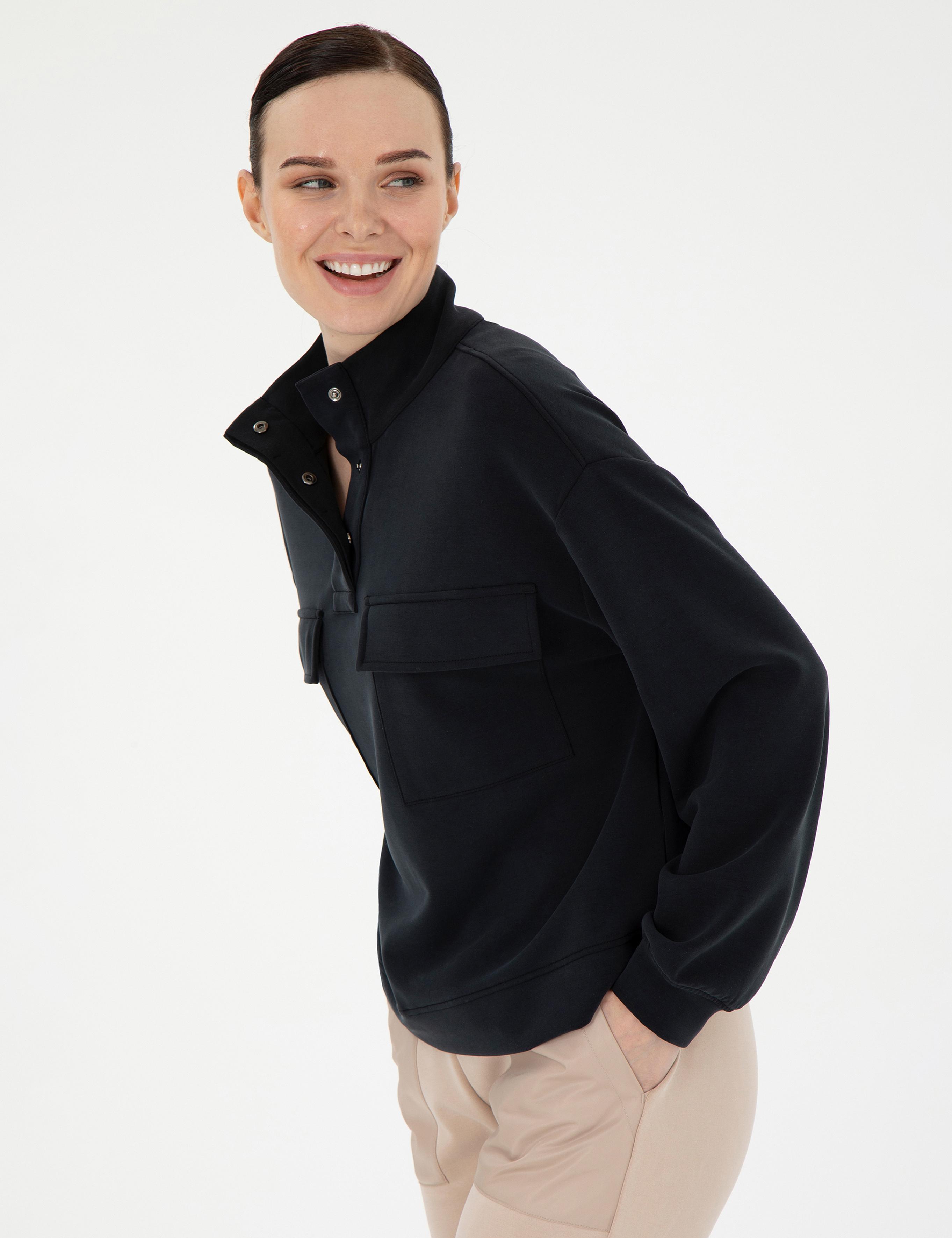 Siyah Comfort Fit Sweatshirt