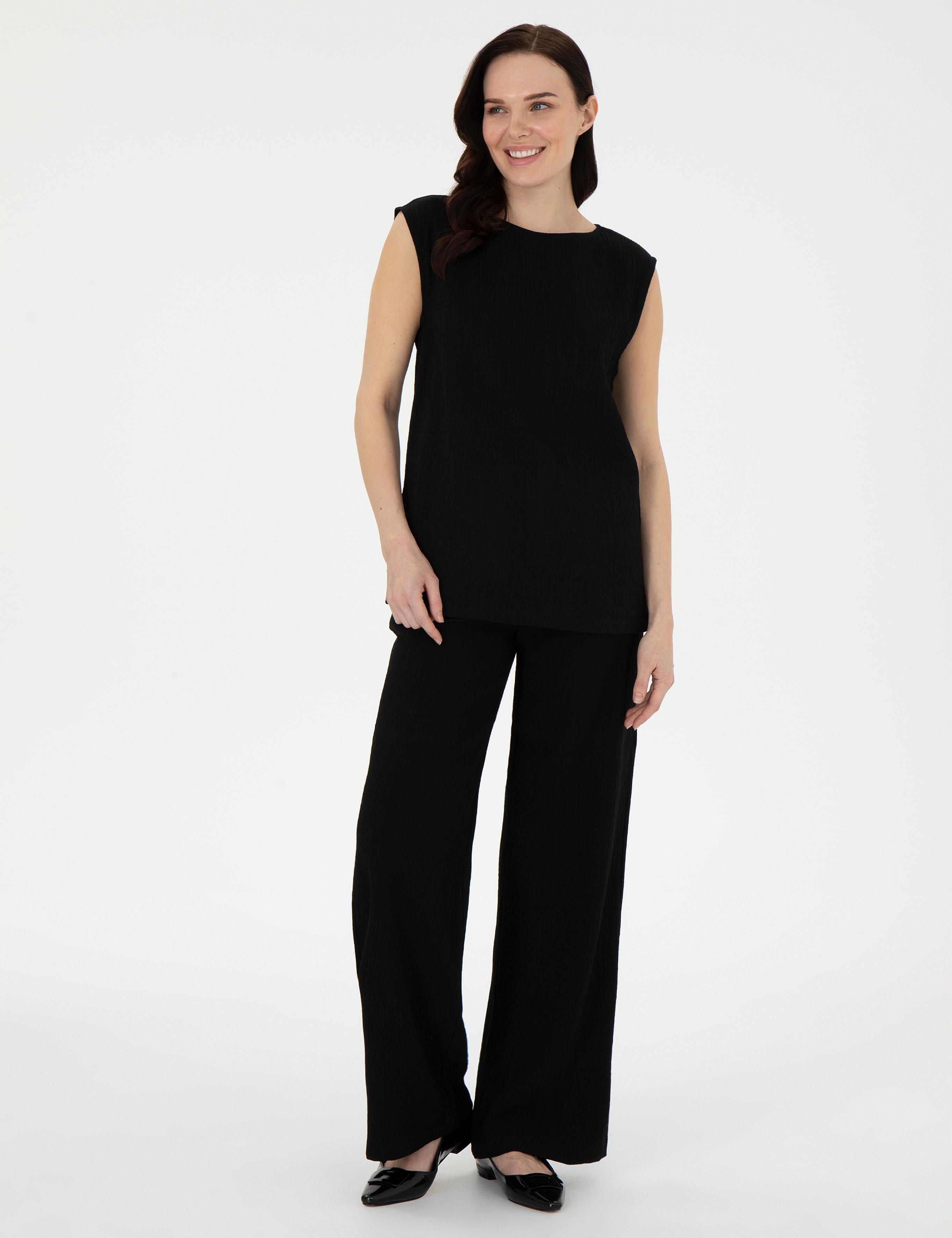 Siyah Yüksek Bel Loose Fit Pantolon