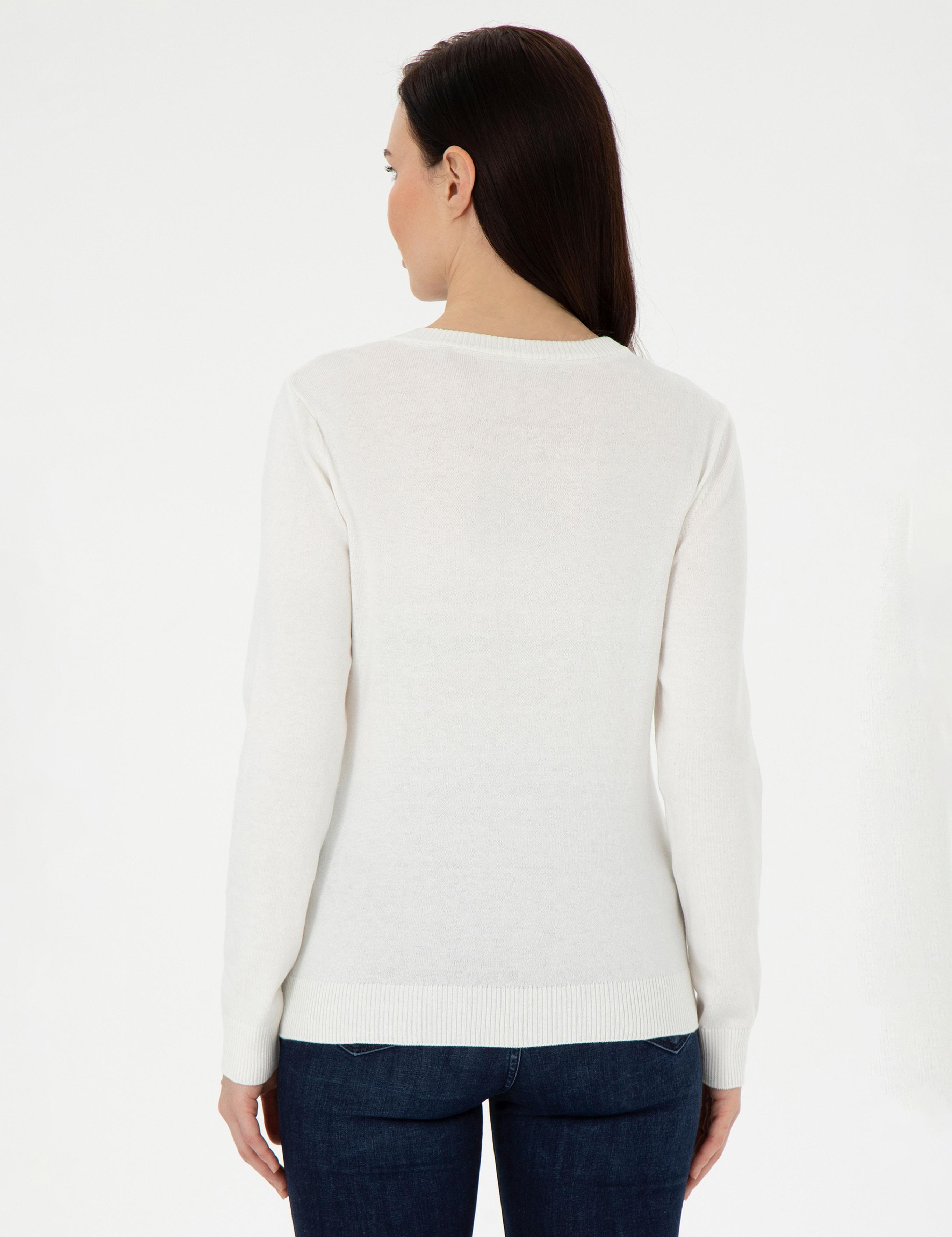 Ekru Slim Fit Basic Kazak