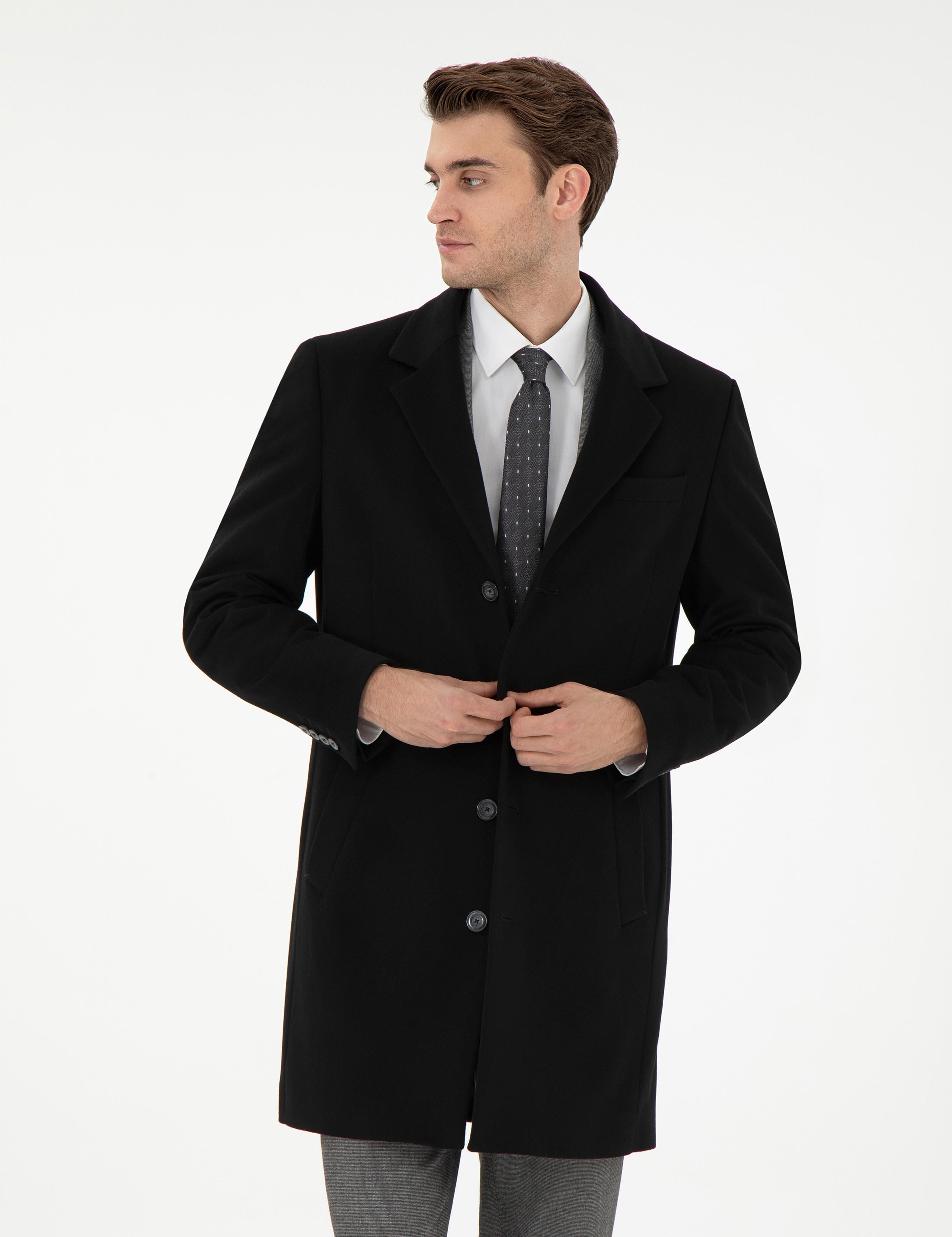 Siyah Slim Fit Palto