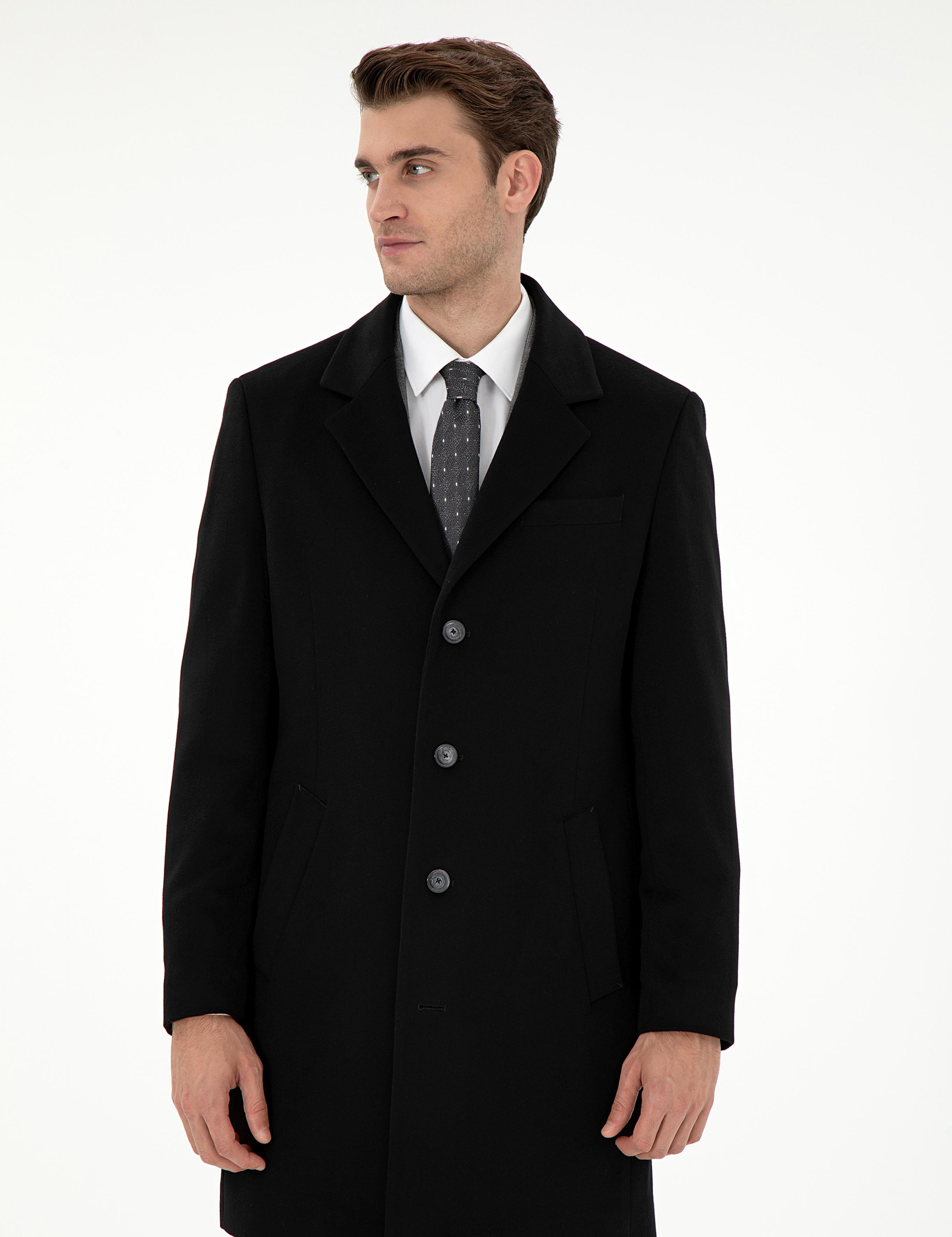 Siyah Slim Fit Palto