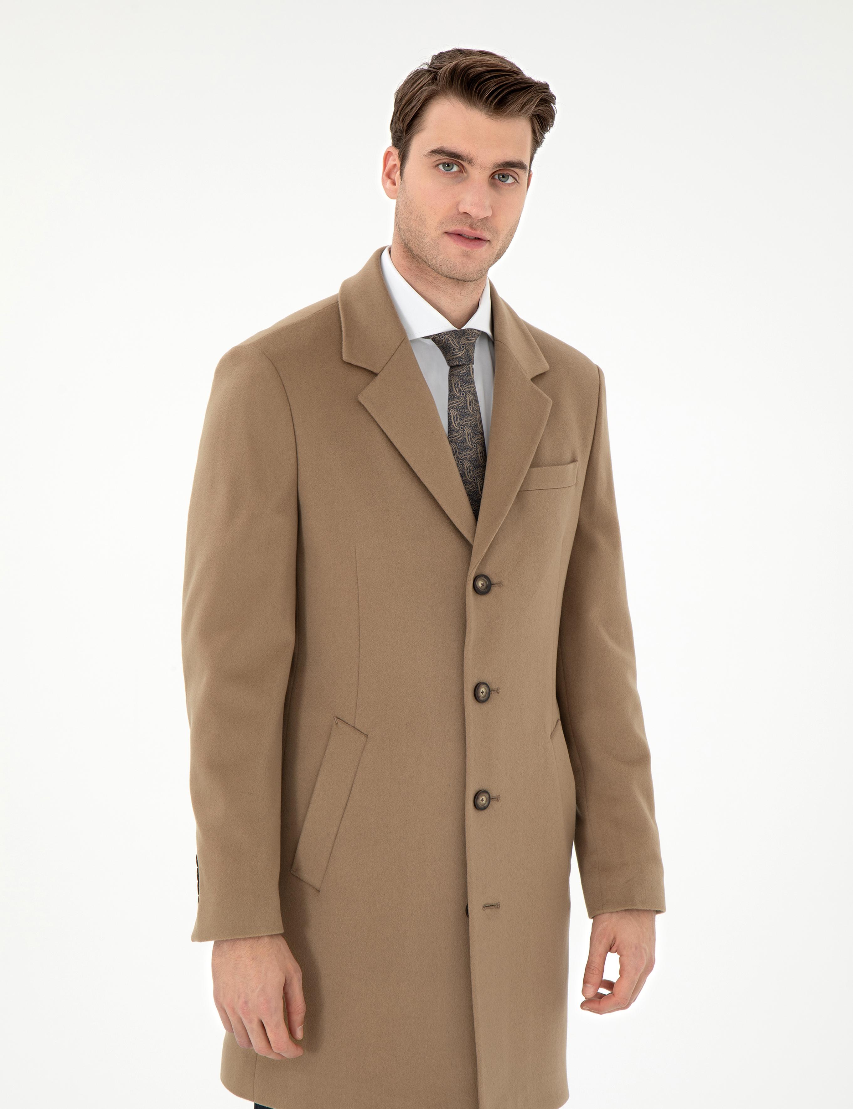 Camel Slim Fit Palto