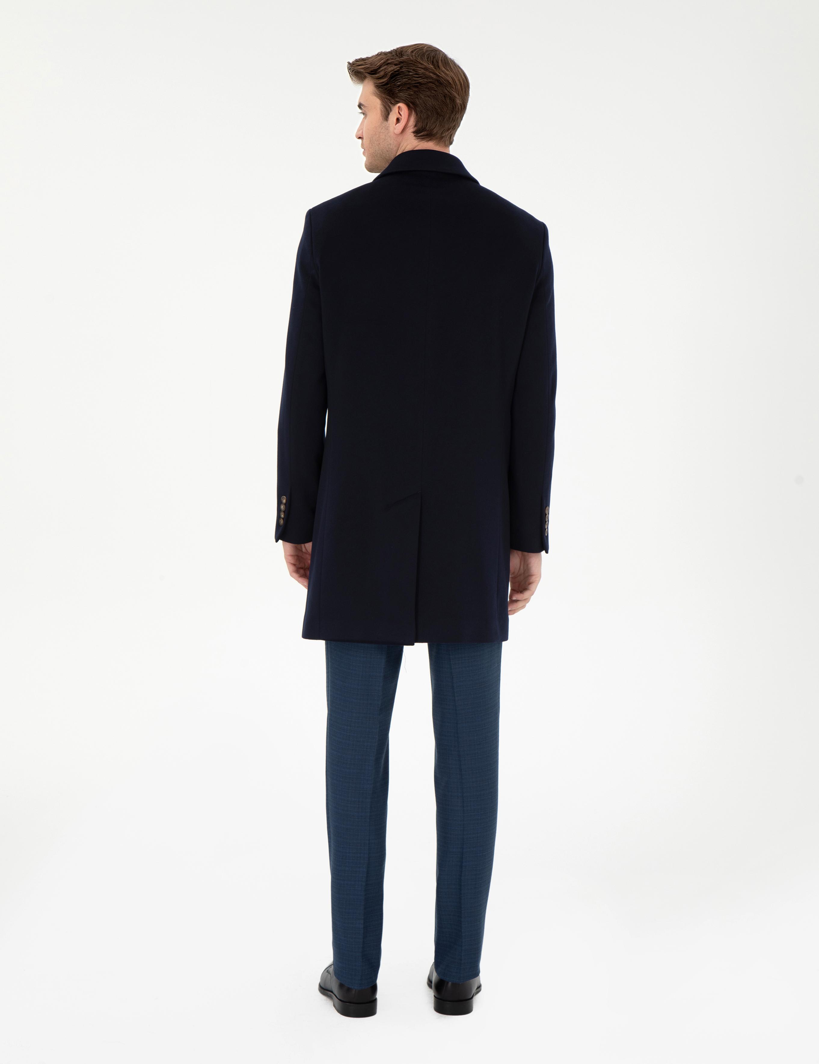 Lacivert Slim Fit Palto