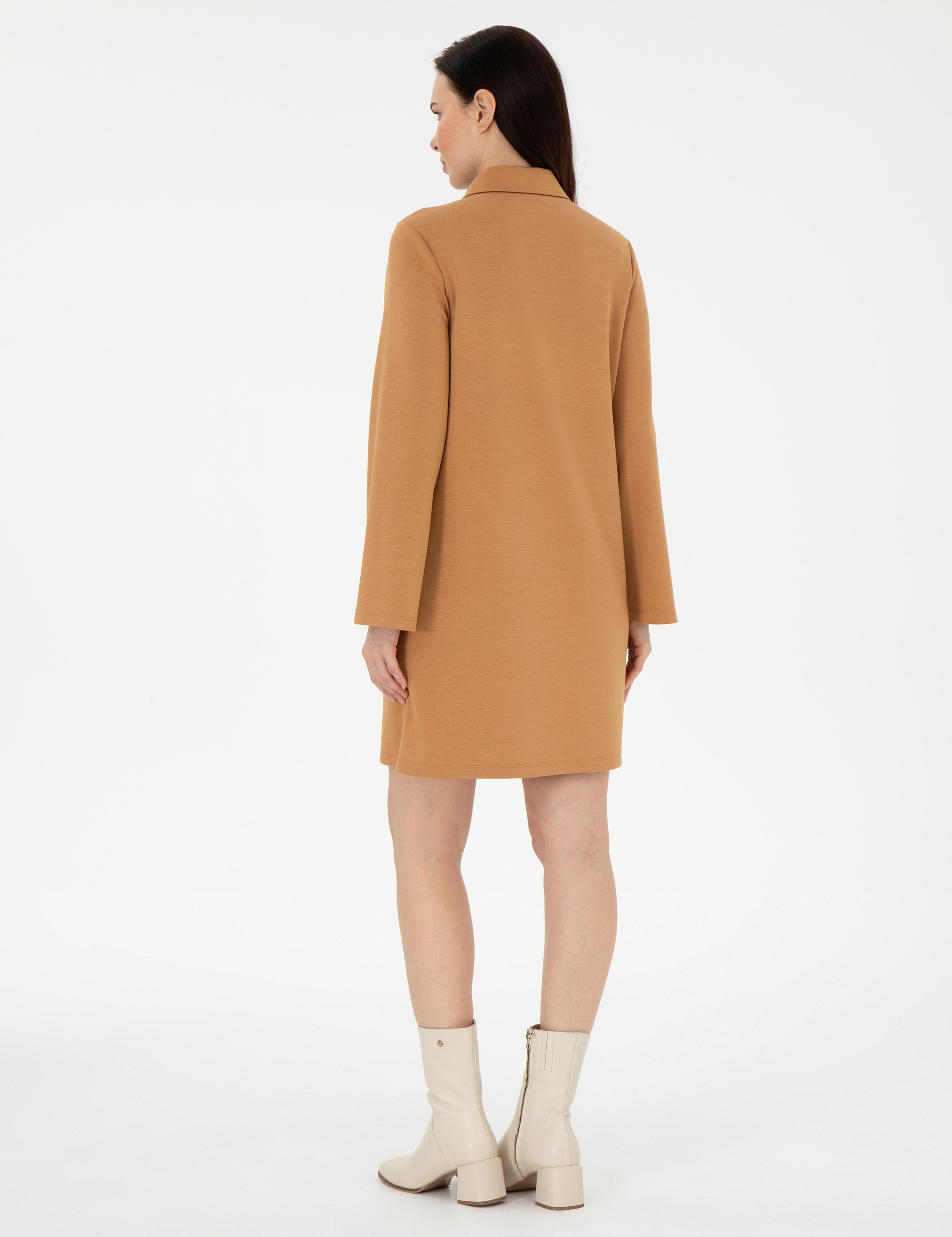 Camel Regular Fit Modal Kumaş Örme Elbise