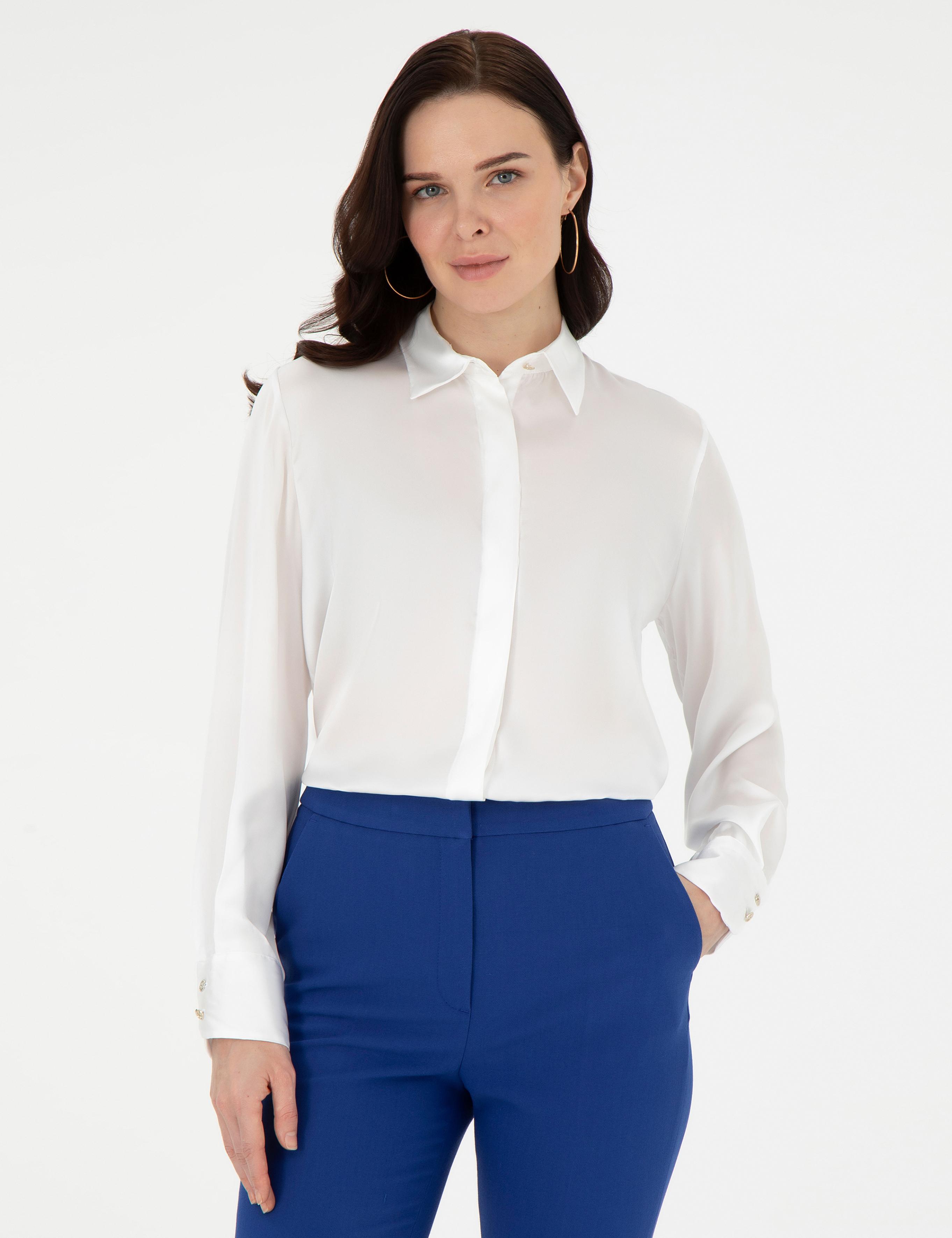 Ekru Comfort Fit Uzun Kollu Gömlek