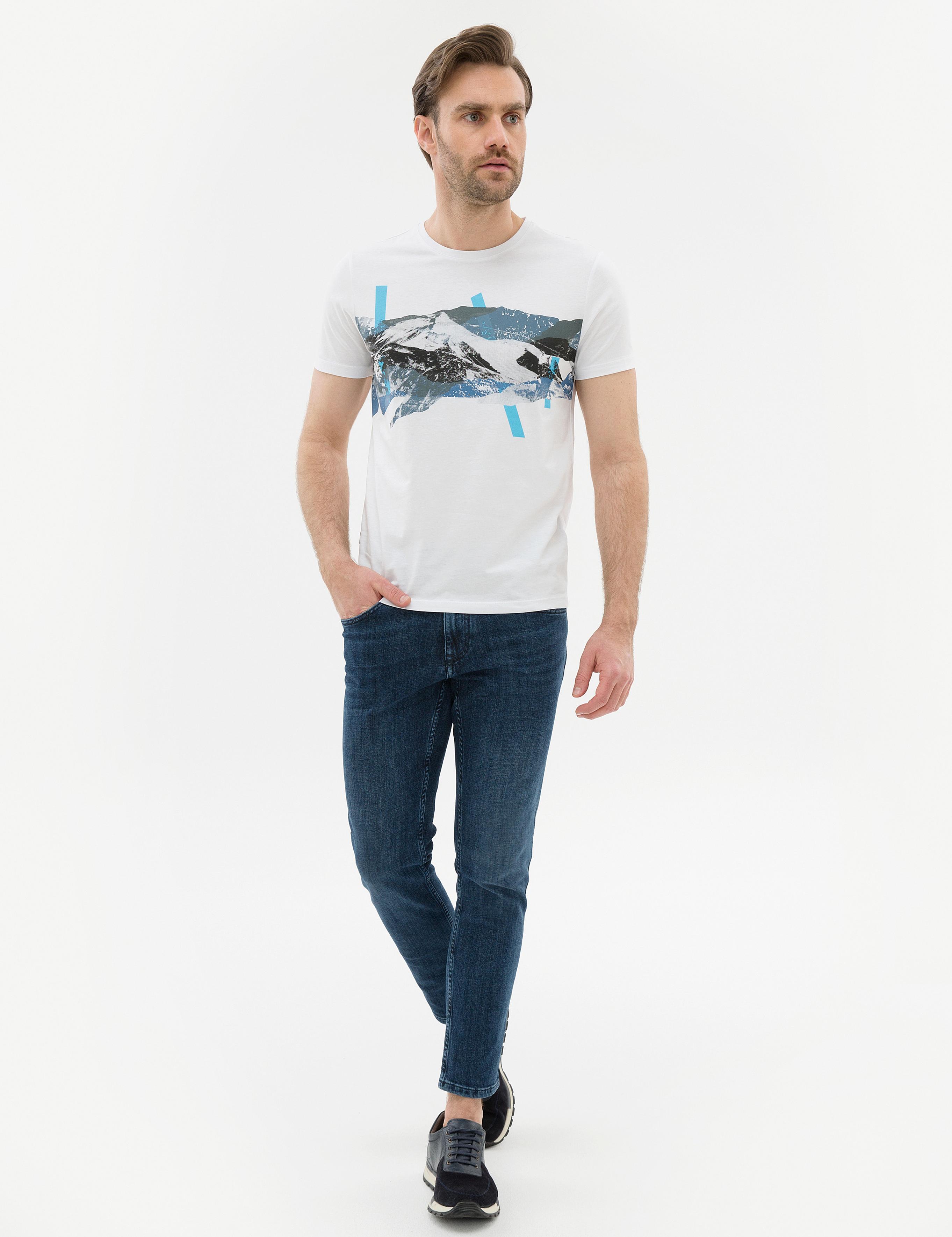 Beyaz Slim Fit Bisiklet Yaka T-Shirt