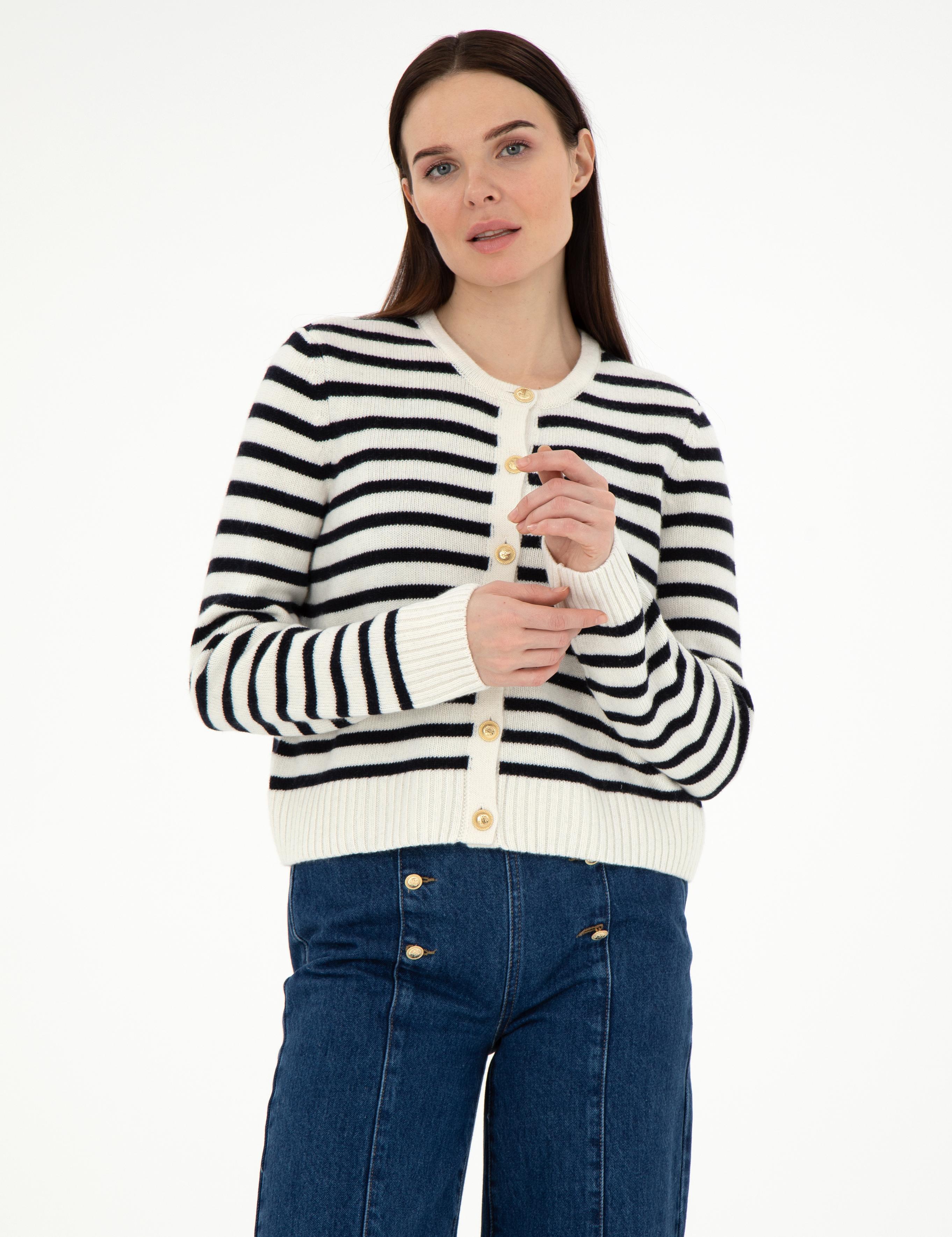 Ekru Crop Top Triko Hırka