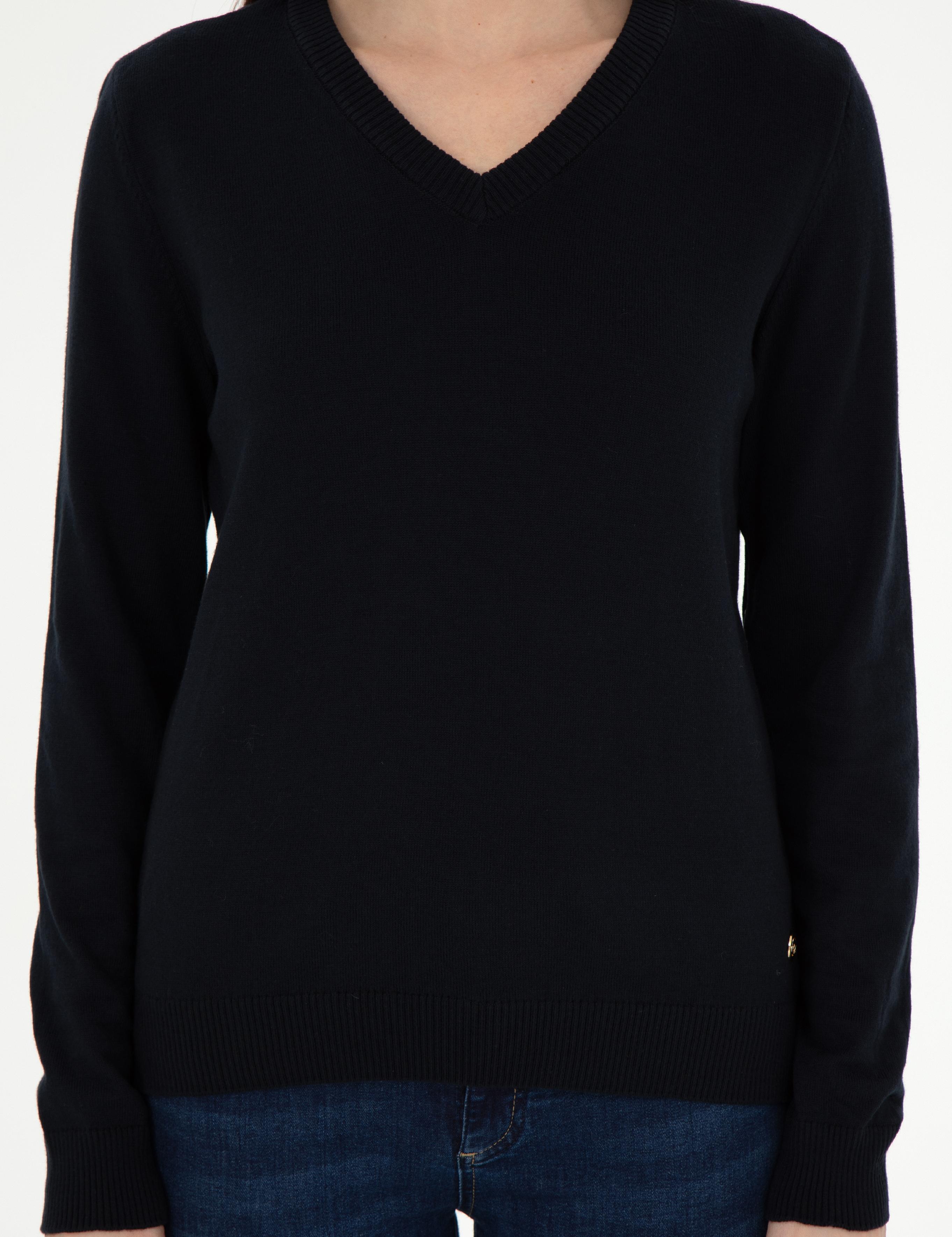 Lacivert Slim Fit Basic Kazak