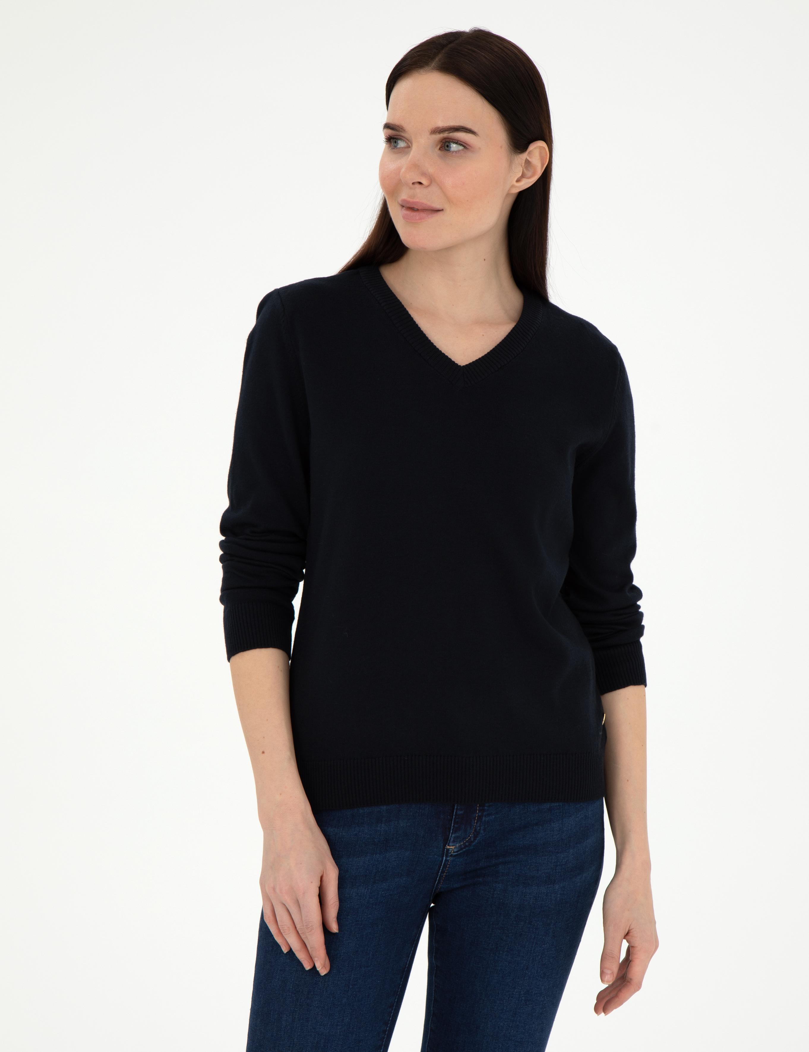 Lacivert Slim Fit Basic Kazak