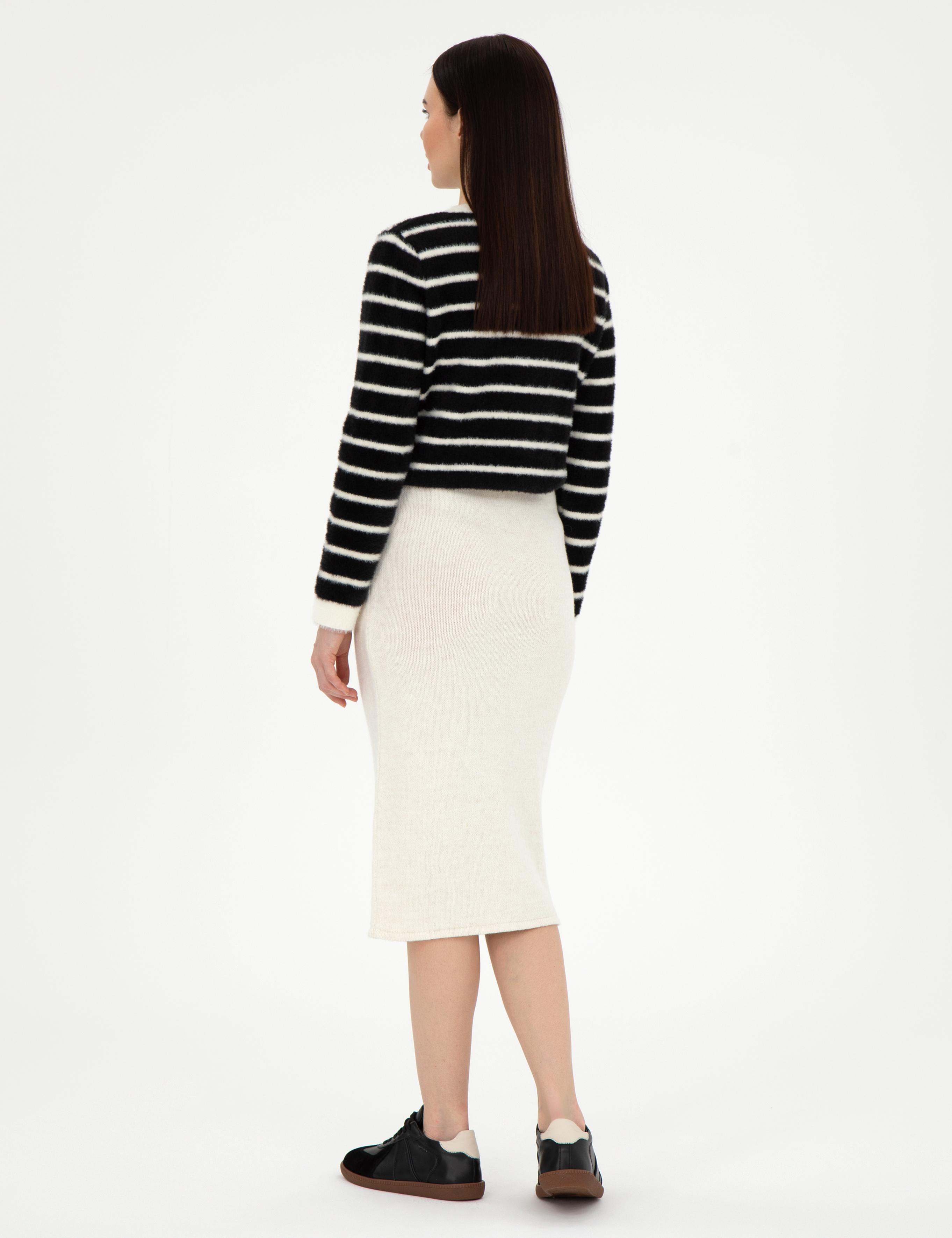 Ekru Loose Fit Triko Etek