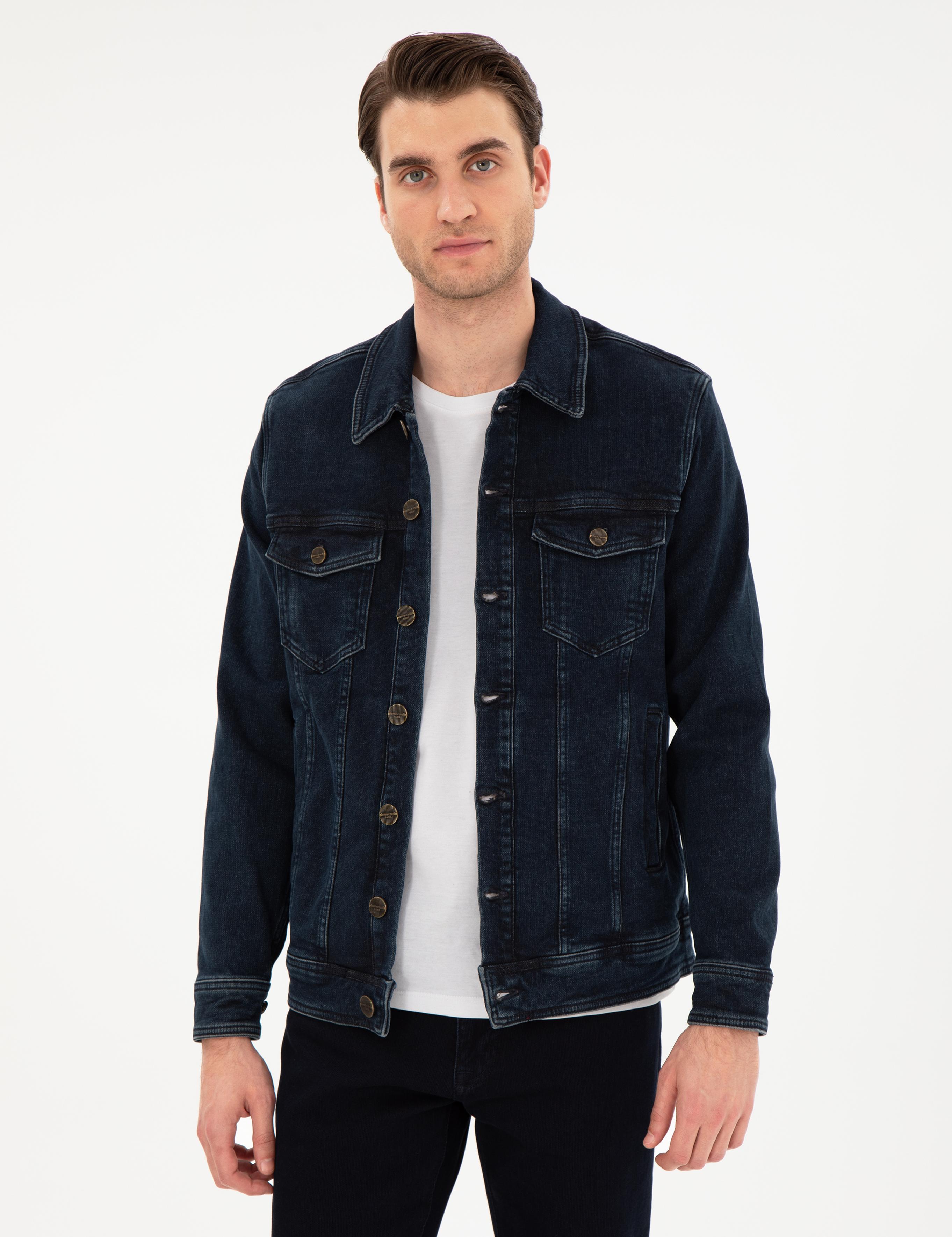 Lacivert Slim Fit Jean Ceket