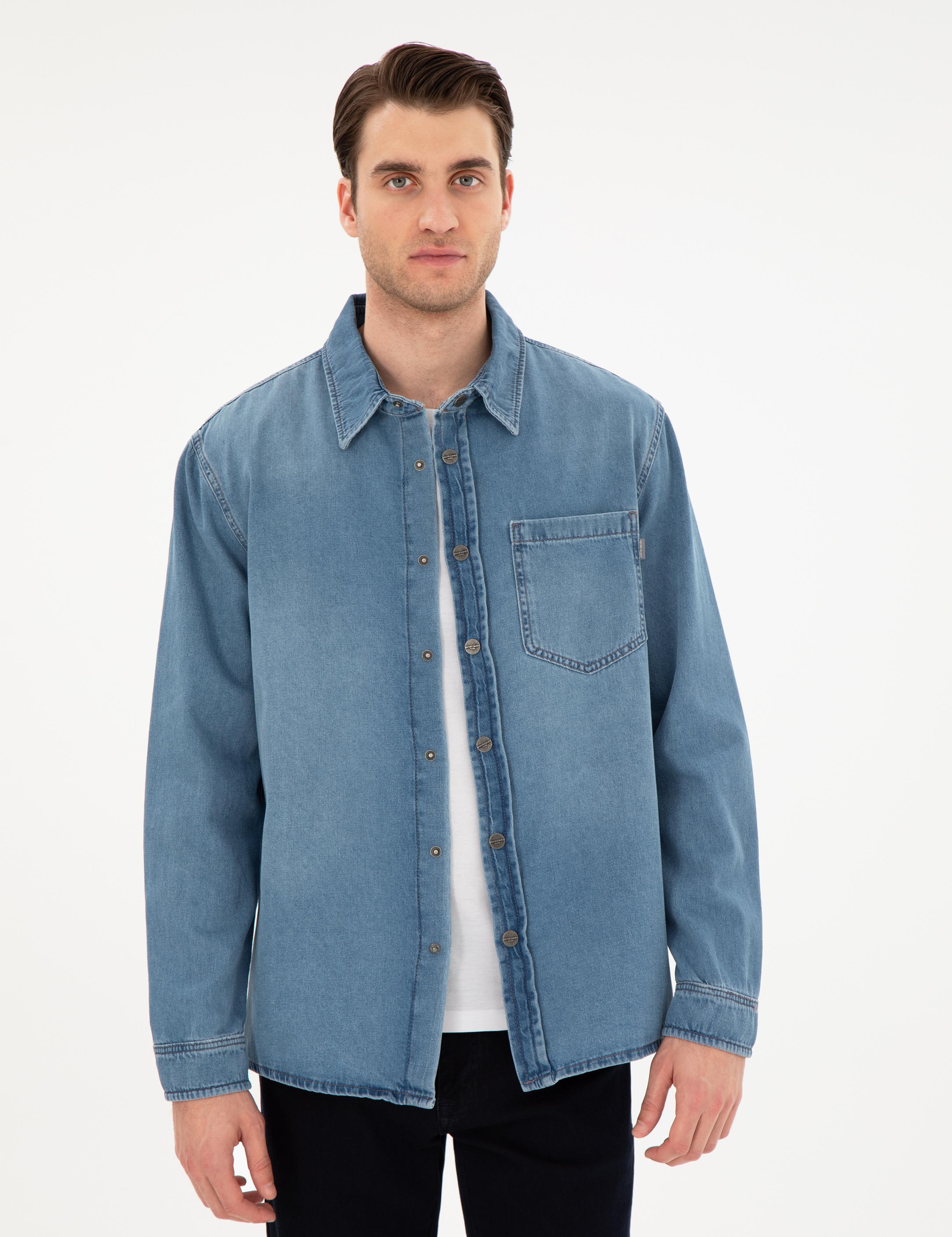 Mavi Comfort Fit Uzun Kollu Jean Gömlek