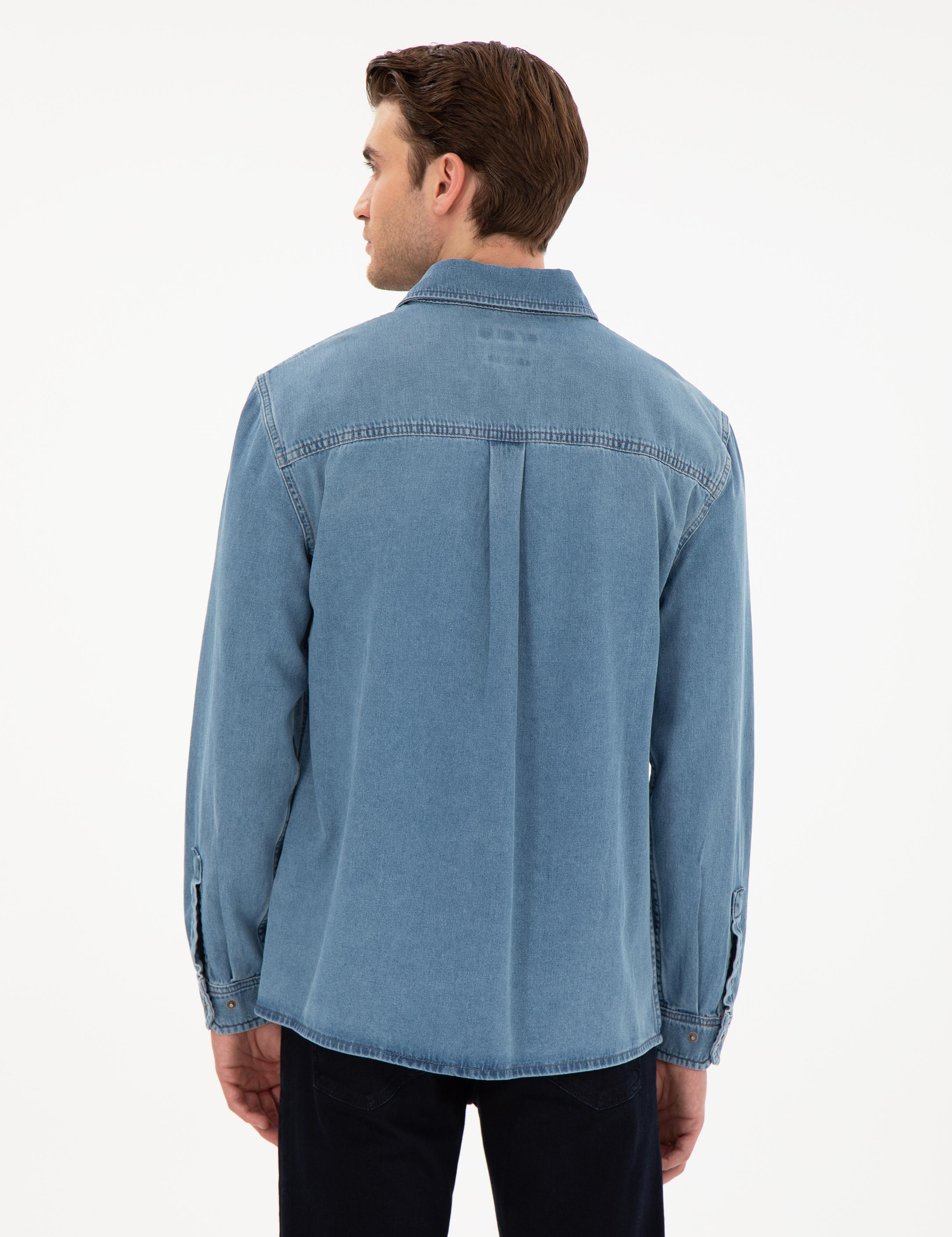 Mavi Comfort Fit Uzun Kollu Jean Gömlek