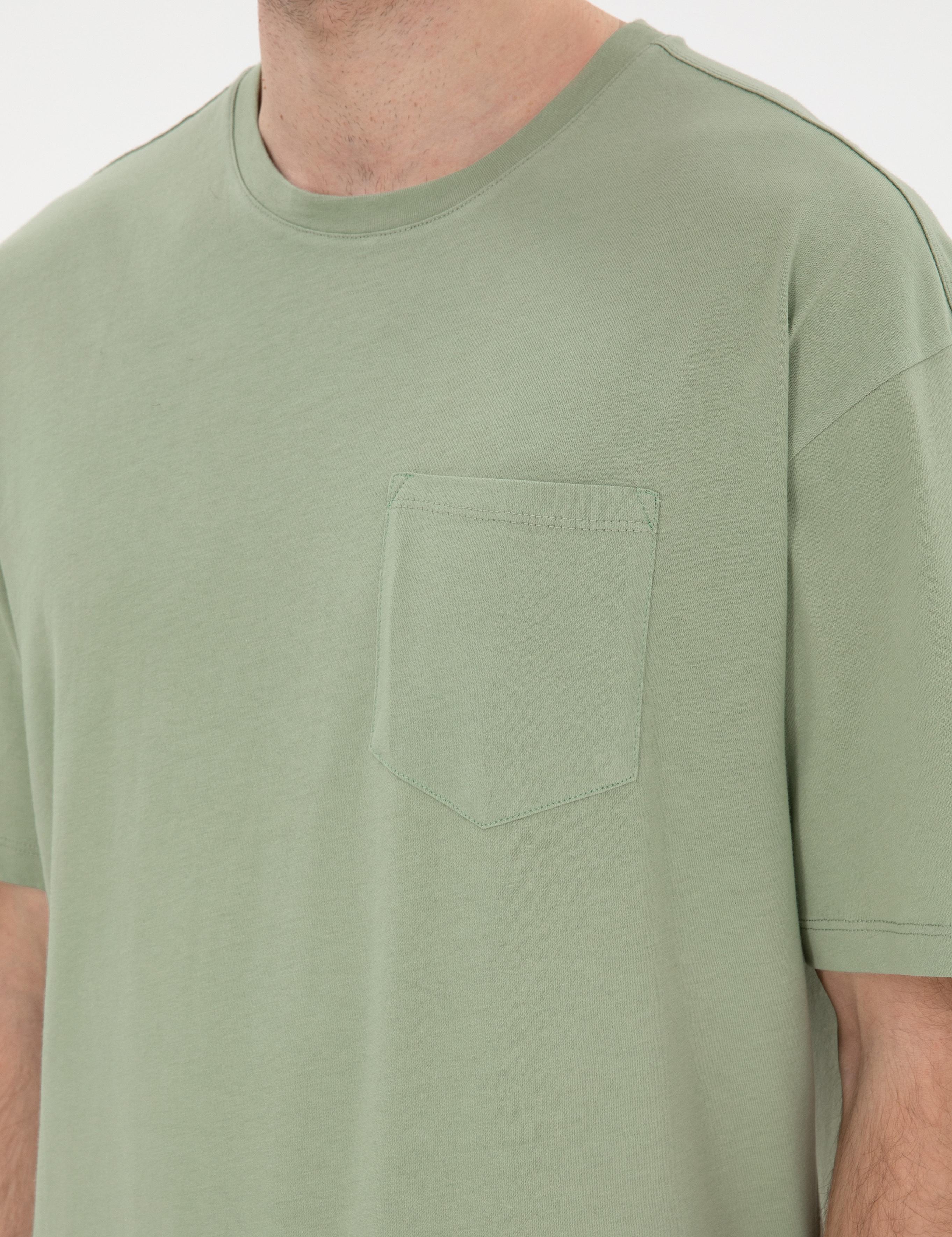 Yeşil Comfort Fit Basic Tişört