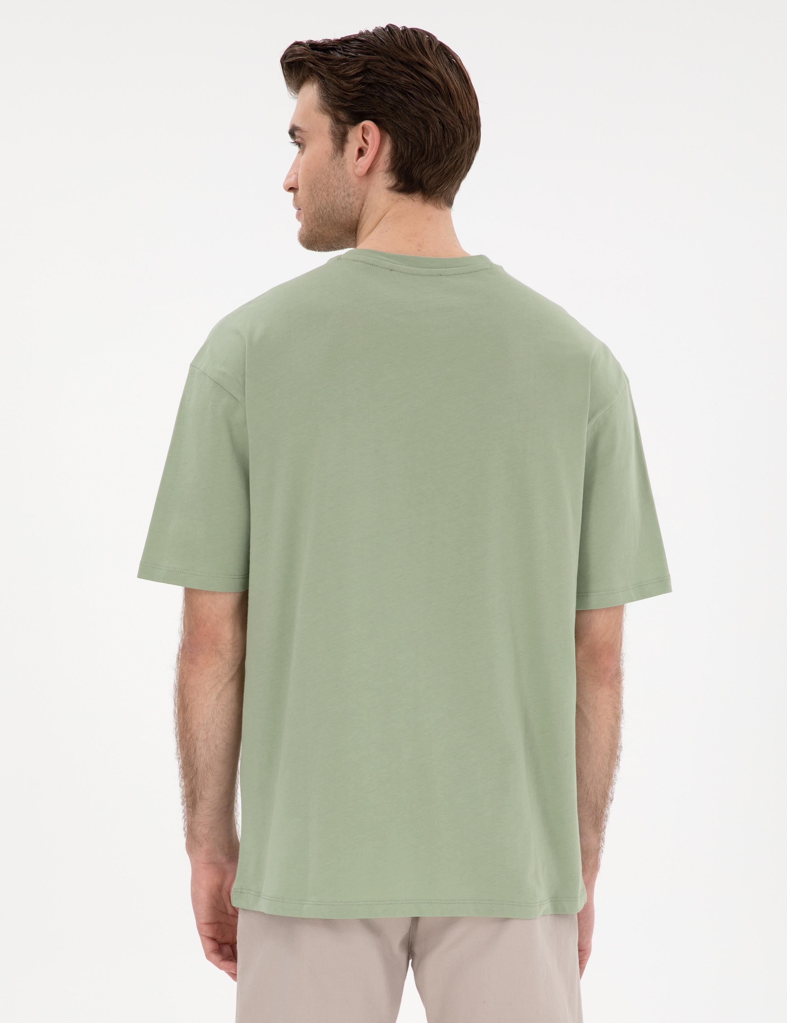 Yeşil Comfort Fit Basic Tişört