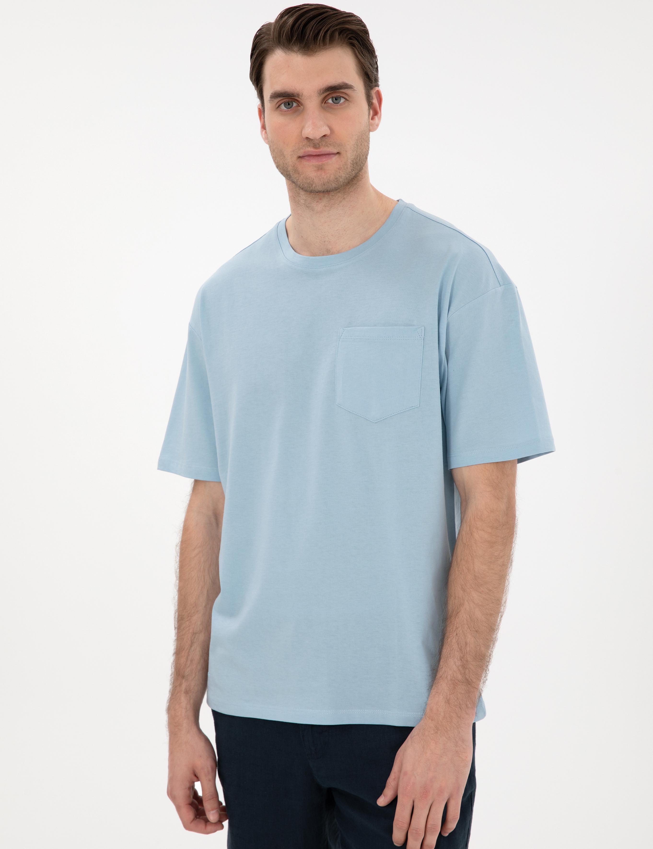 Açık Mavi Comfort Fit Basic Tişört