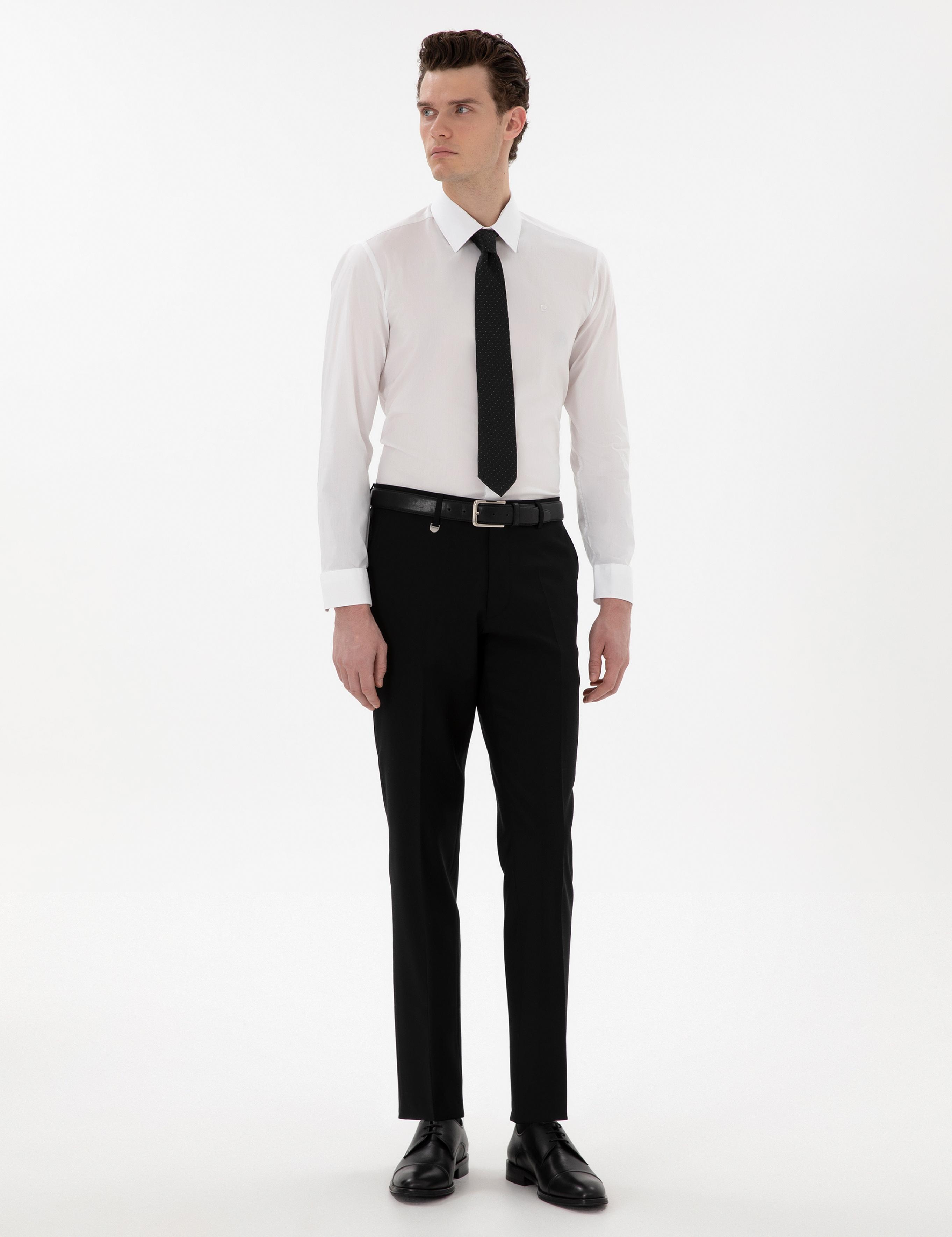 Siyah Slim Fit %100 Yün Kumaş Pantolon