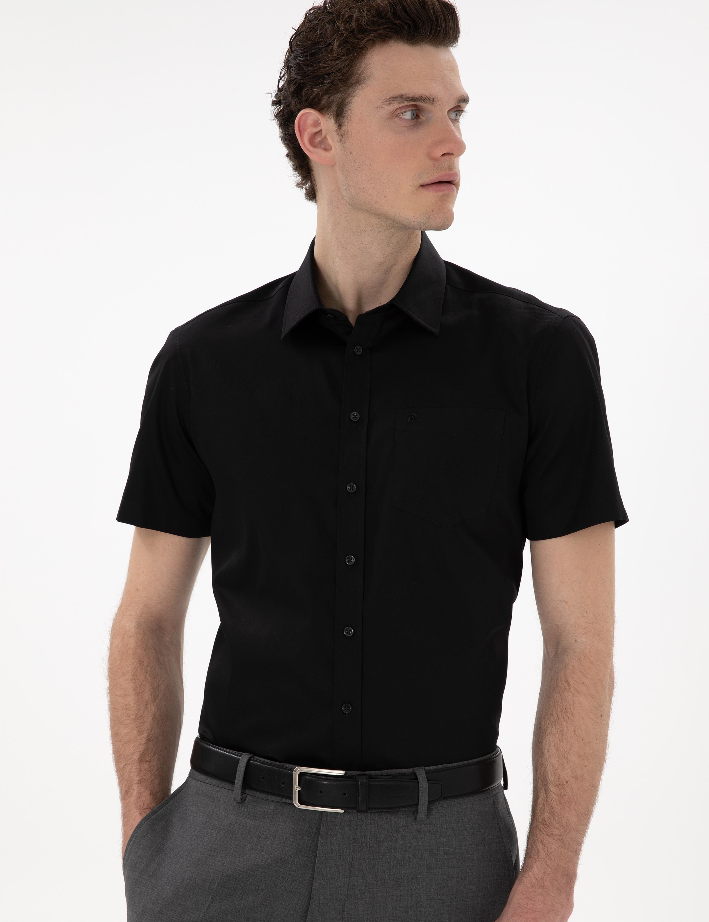 Siyah Regular Fit Uzun Kollu Basic Gömlek
